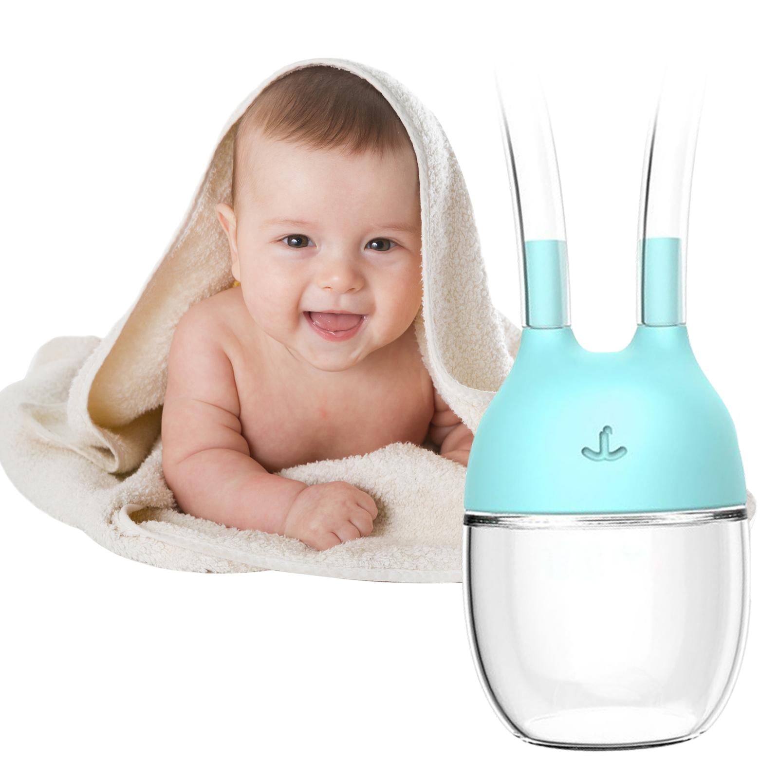 Baby Nose Cleaner Silicone Vacuum Newborns Nose Sucker Soft Light Blue