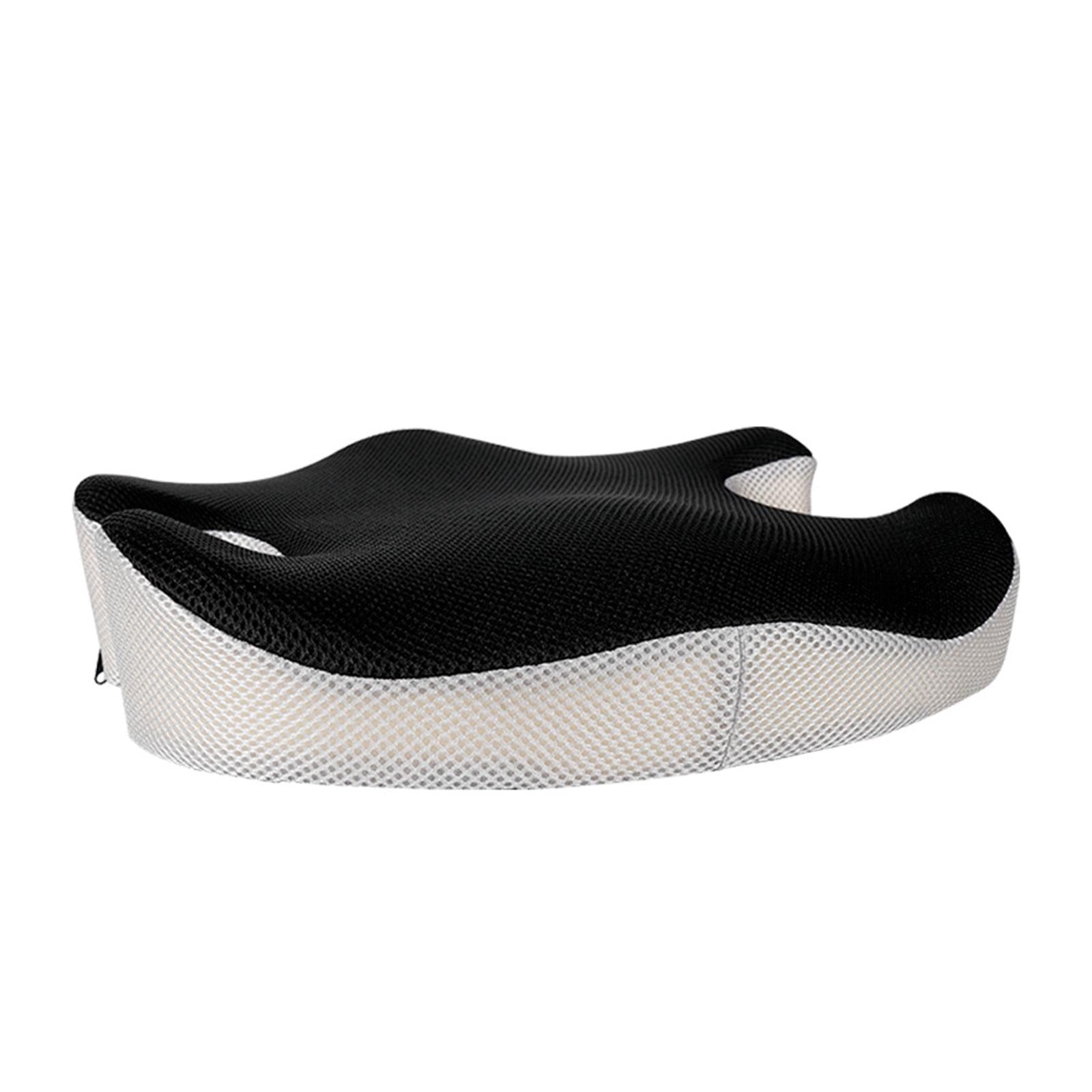 Memory Foam Seat Cushion Washable Cover Comfort for Office Vertebrae Massage Black Gray Mesh