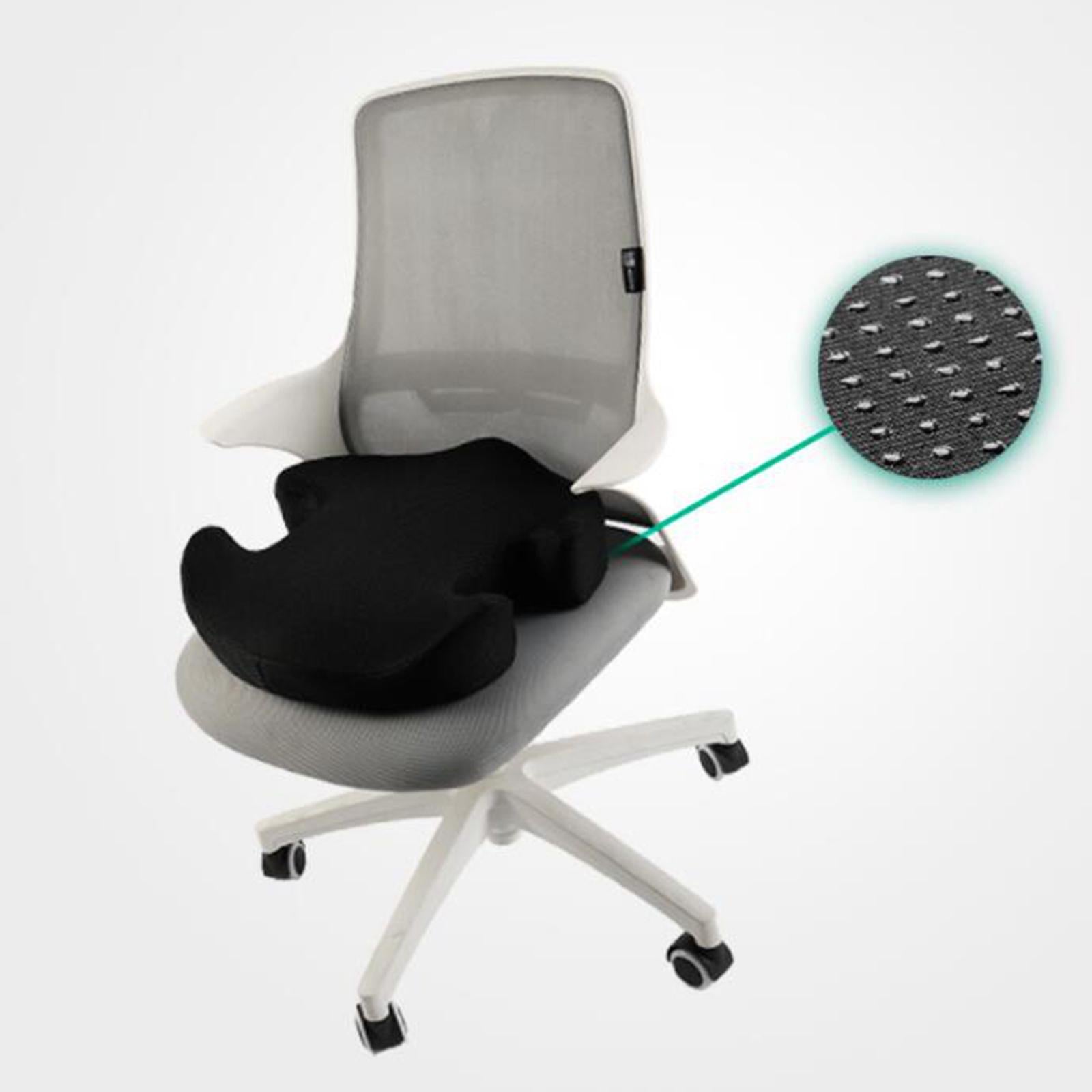 Memory Foam Seat Cushion Washable Cover Comfort for Office Vertebrae Massage Black Gray Mesh
