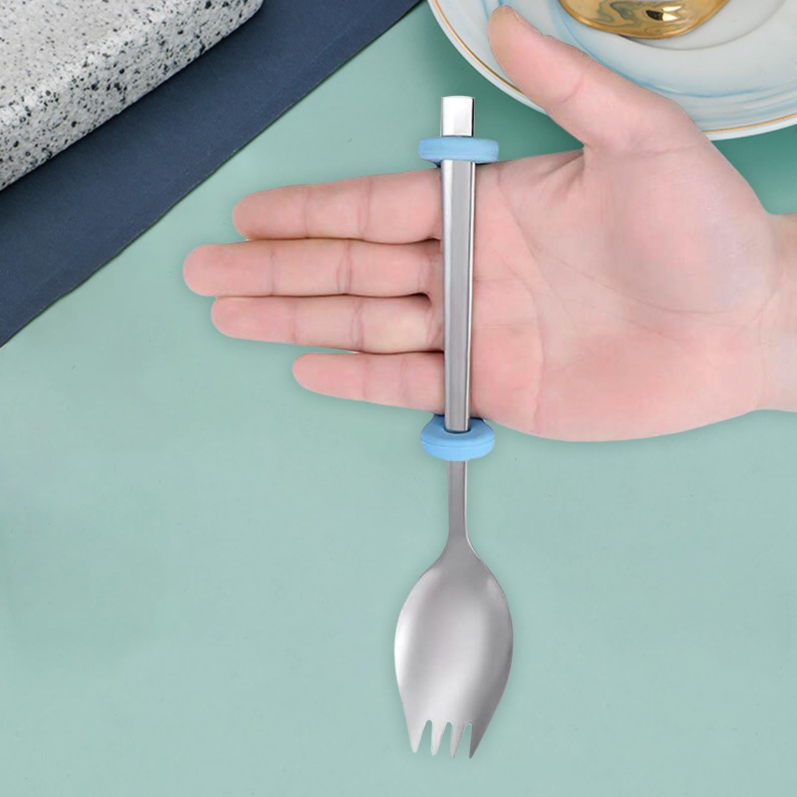 Anti-Shake Eating Aid Tableware Silicone Eating Tool  Spoon Fork w Strap