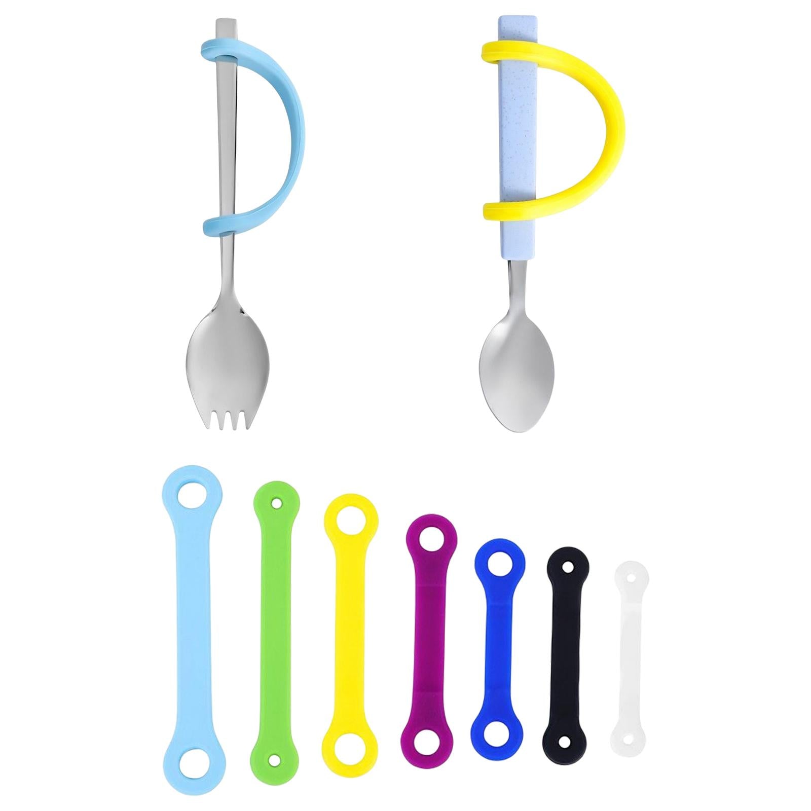 Anti-Shake Eating Aid Tableware Silicone Eating Tool  Spoon Fork w Strap