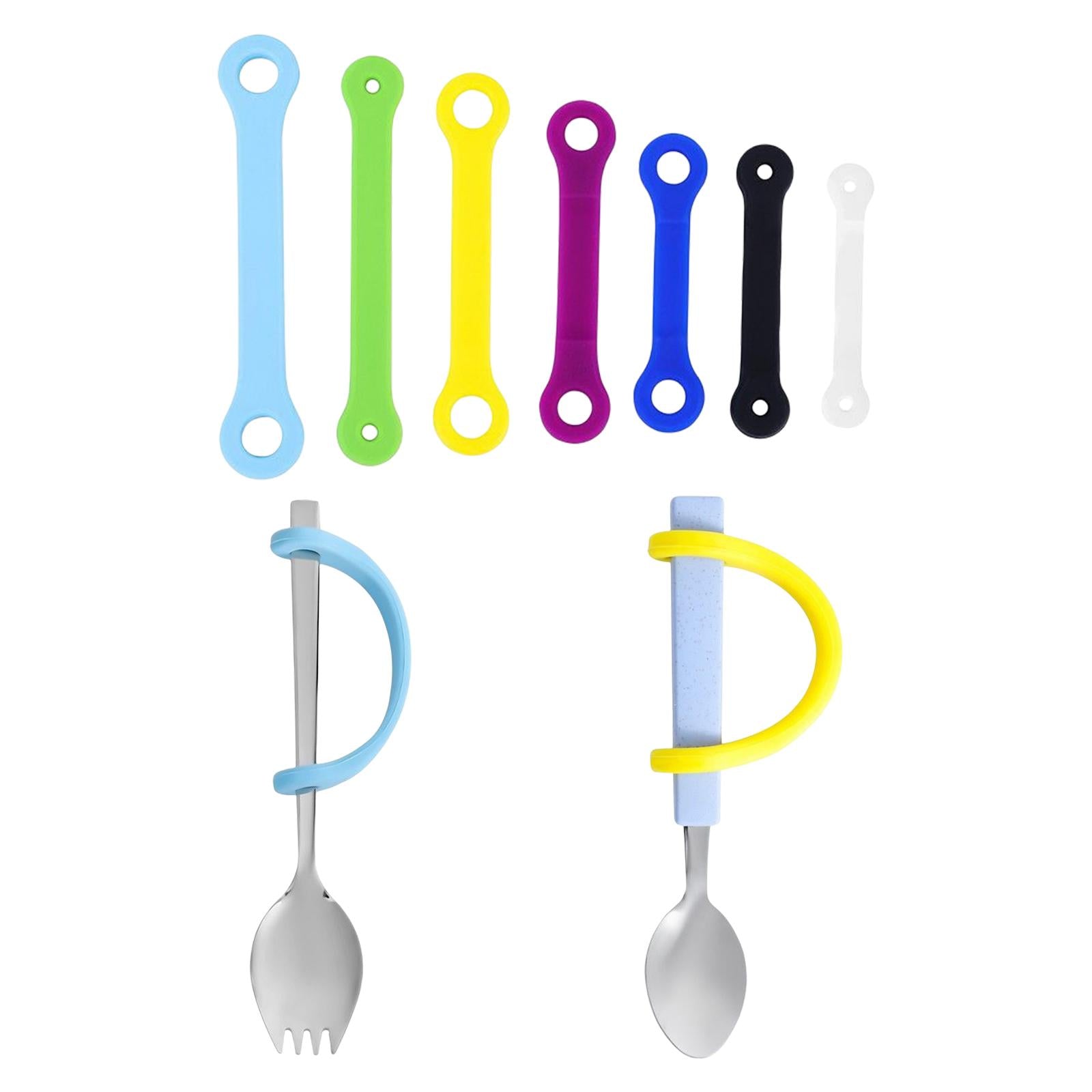 Anti-Shake Eating Aid Tableware Silicone Eating Tool  Spoon Fork w Strap