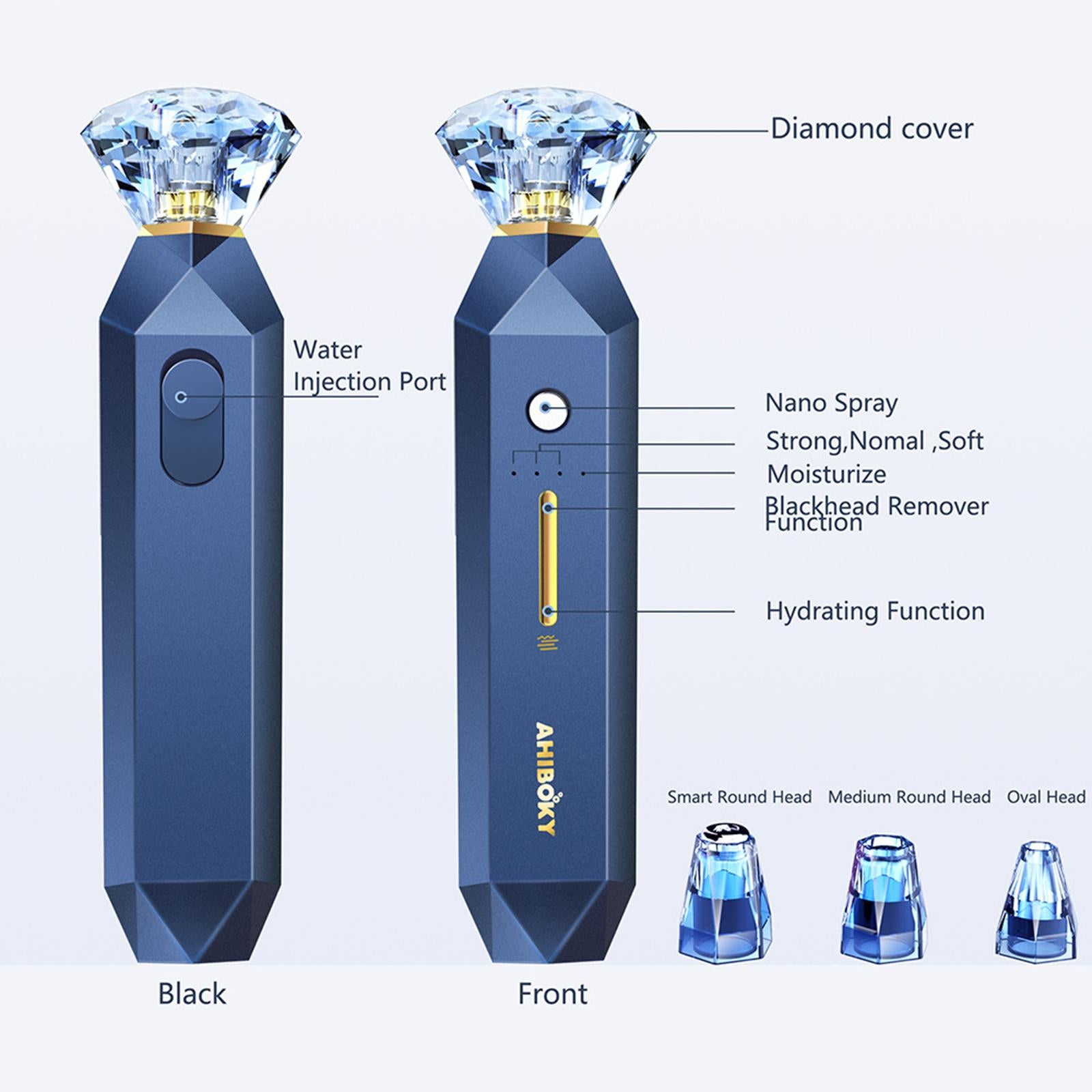Electric Blackhead Remover Pore Vacuum 3 Suction for Blemish Pimple Blue