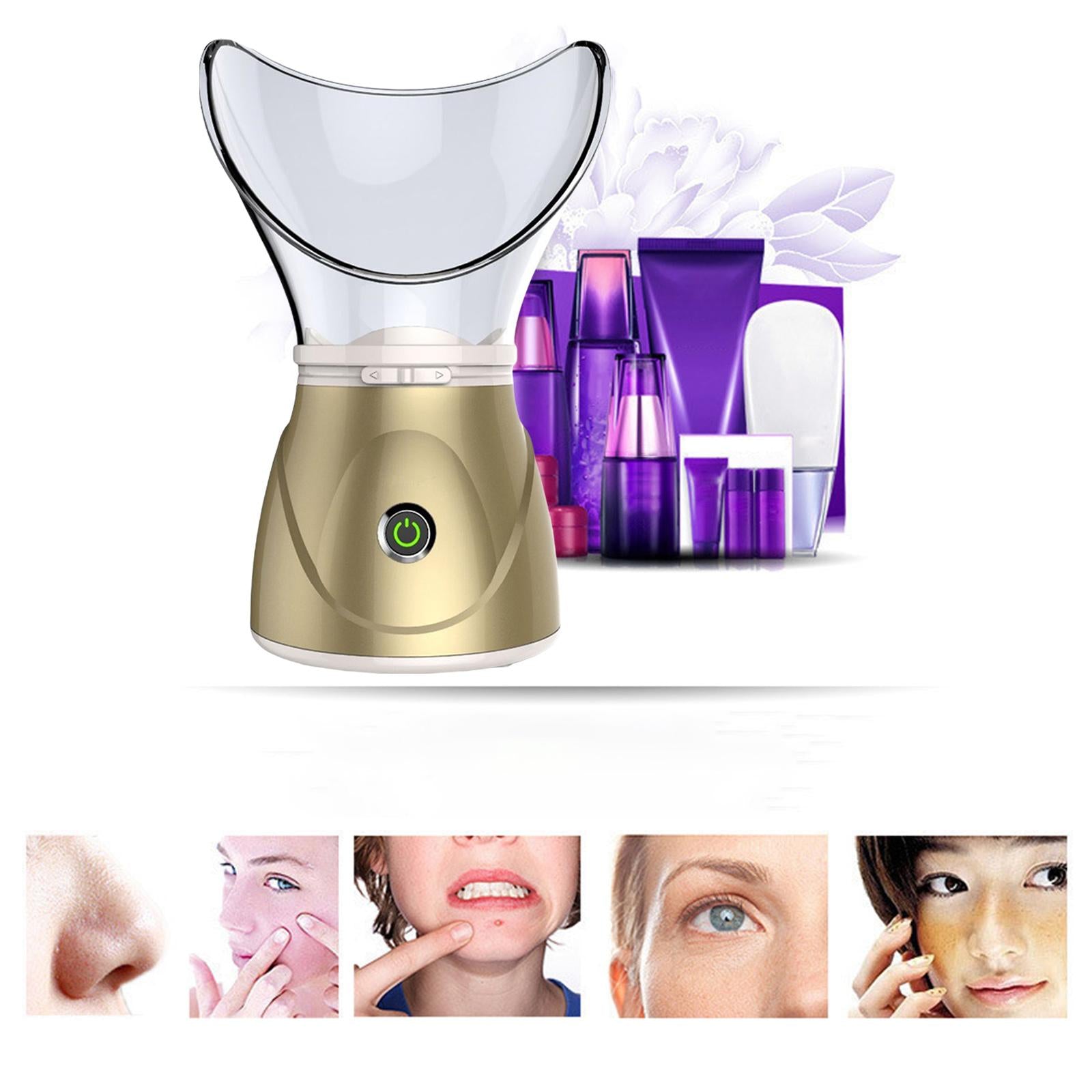 Face Steam Sprayer Warm Mist Pores Steam Sprayer Face Steamer for Home SPA Golden