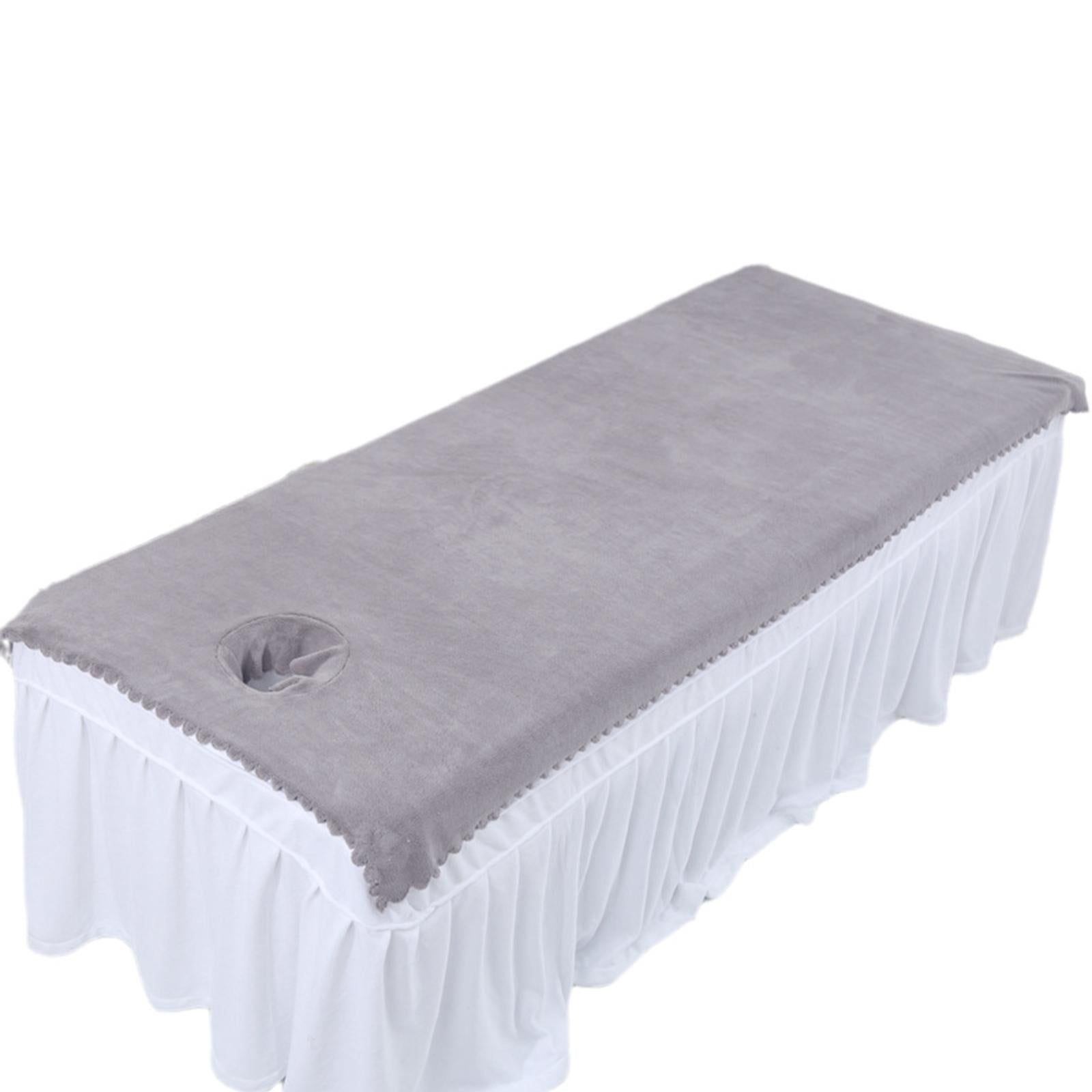 Massage Table Sheet Covers with Face Hole Polyester Fiber for Massage Bed Light Gray