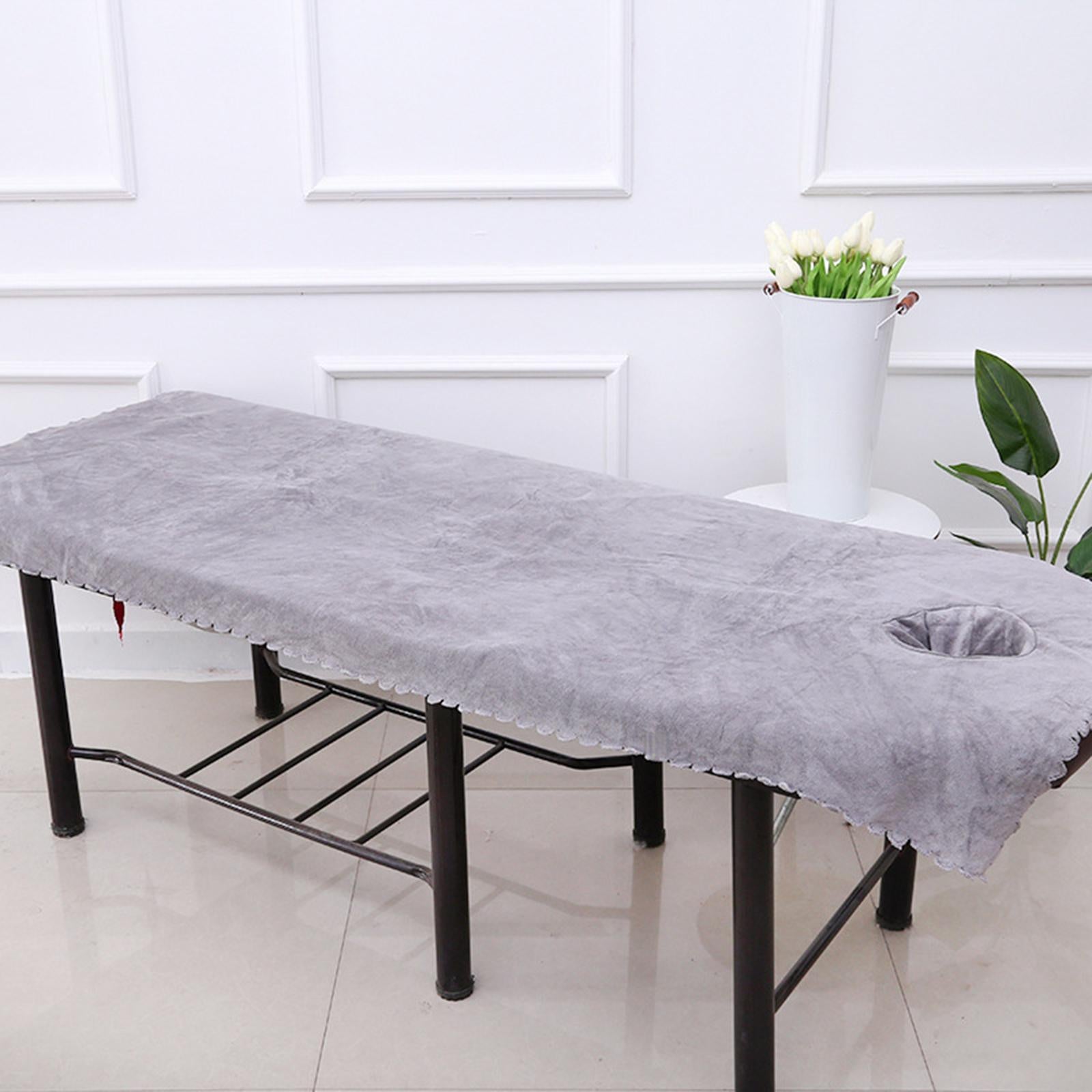 Massage Table Sheet Covers with Face Hole Polyester Fiber for Massage Bed Light Gray