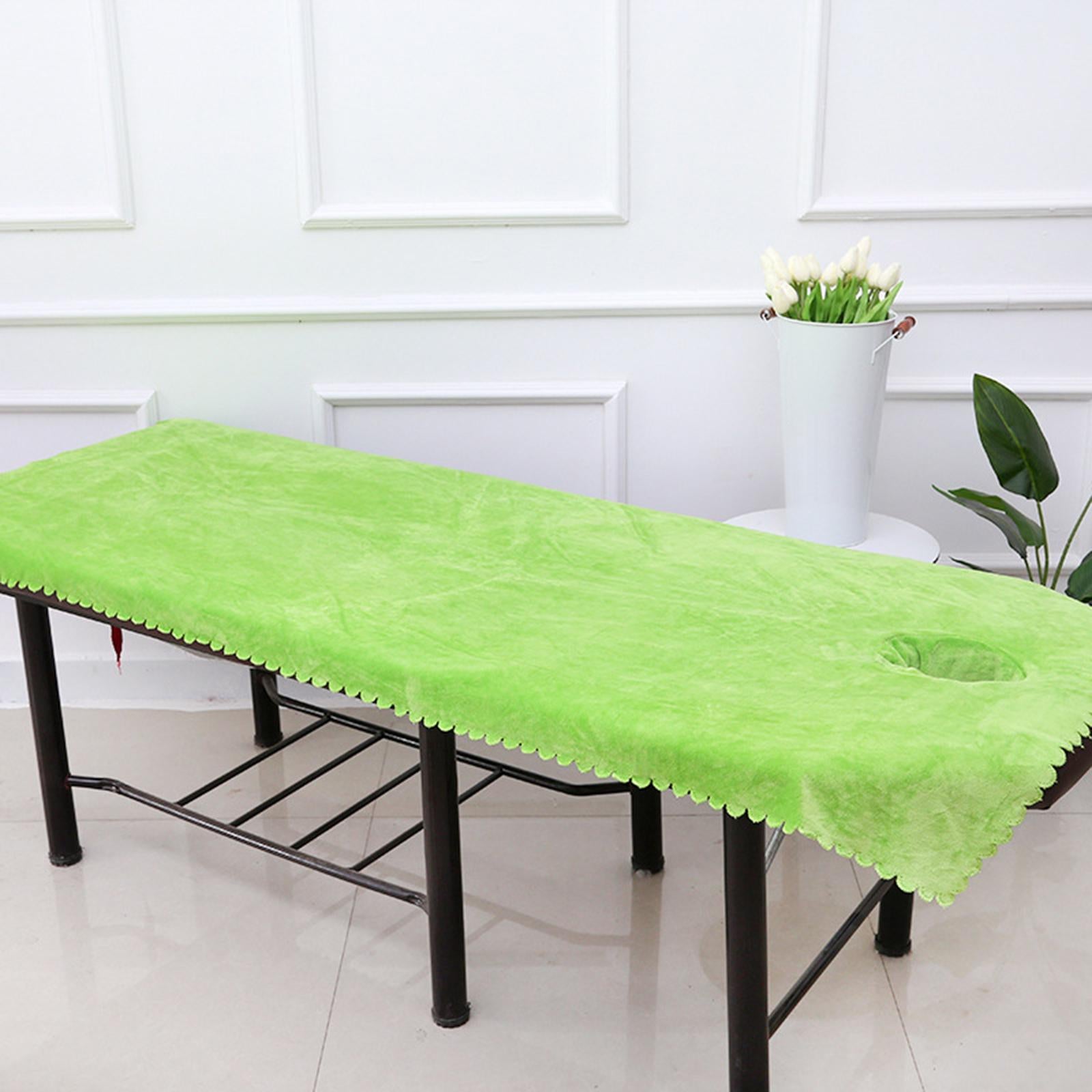 Massage Table Sheet Covers with Face Hole Polyester Fiber for Massage Bed Green