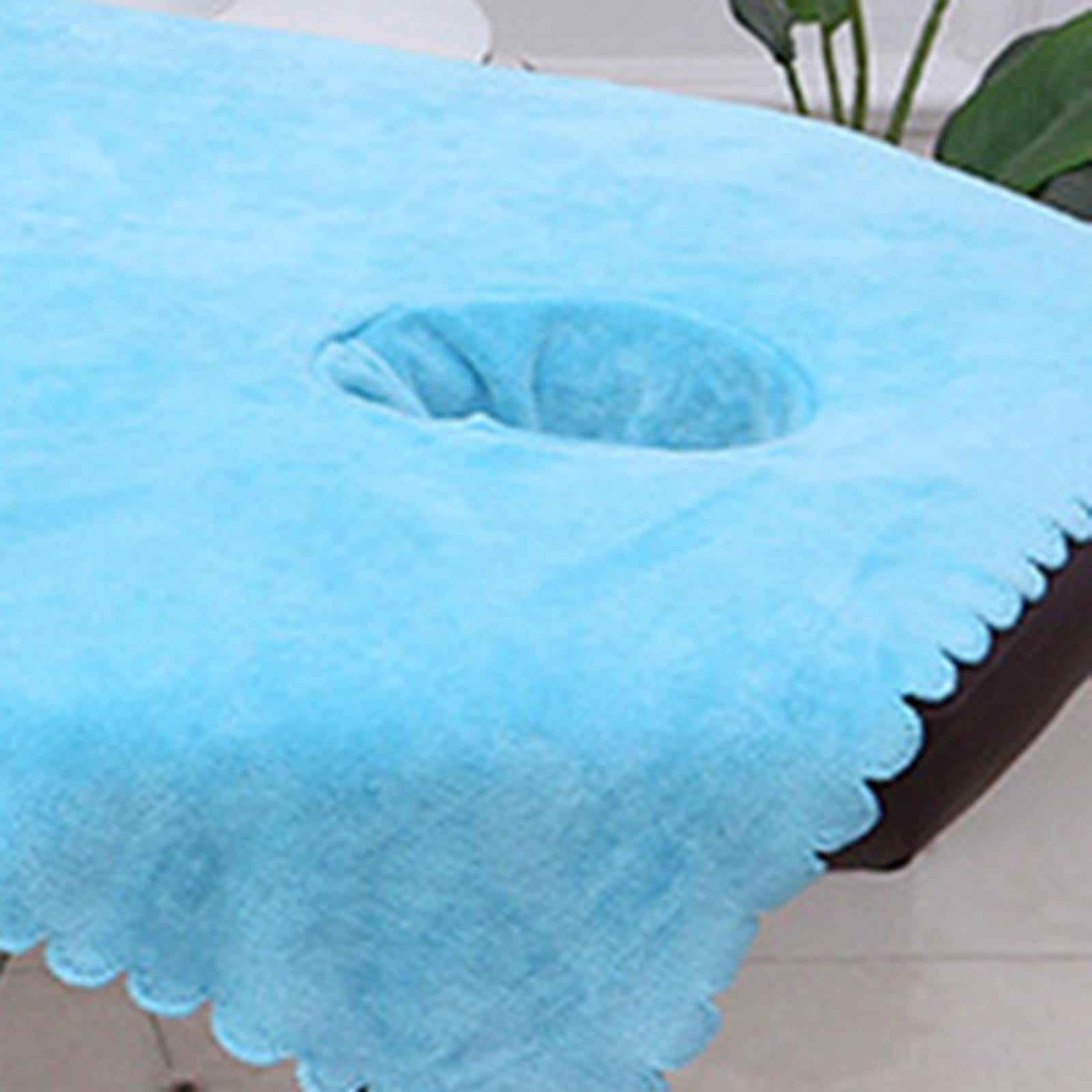 Massage Table Sheet Covers with Face Hole Polyester Fiber for Massage Bed Blue