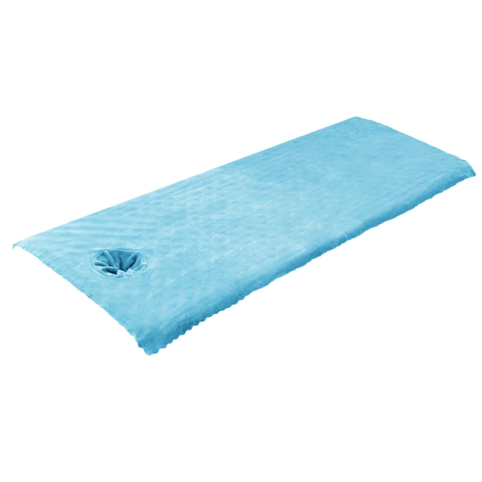 Massage Table Sheet Covers with Face Hole Polyester Fiber for Massage Bed Blue