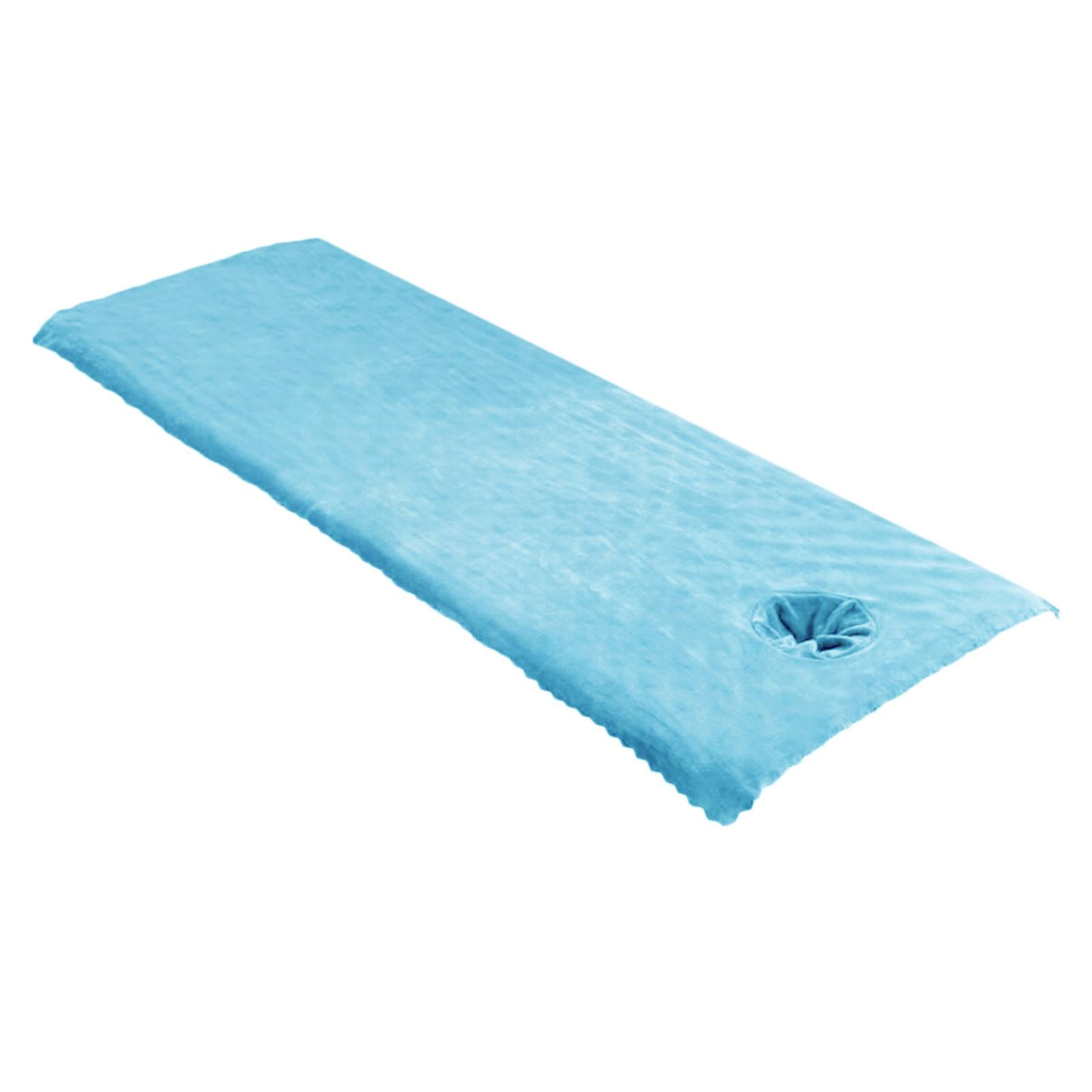 Massage Table Sheet Covers with Face Hole Polyester Fiber for Massage Bed Blue