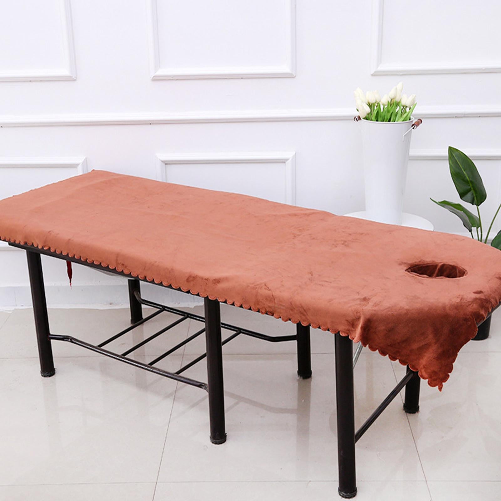 Massage Table Sheet Covers with Face Hole Polyester Fiber for Massage Bed Coffee