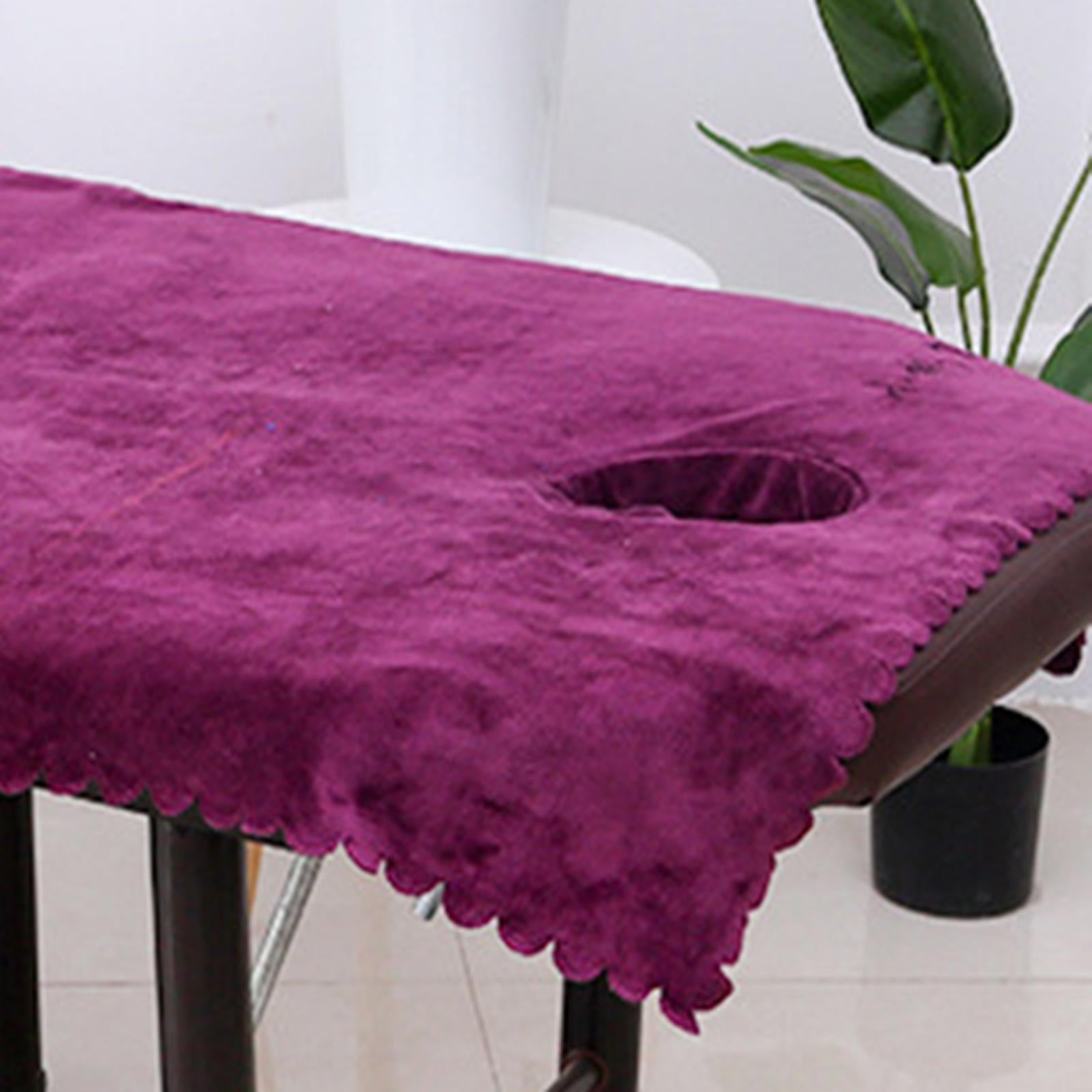 Massage Table Sheet Covers with Face Hole Polyester Fiber for Massage Bed Violets