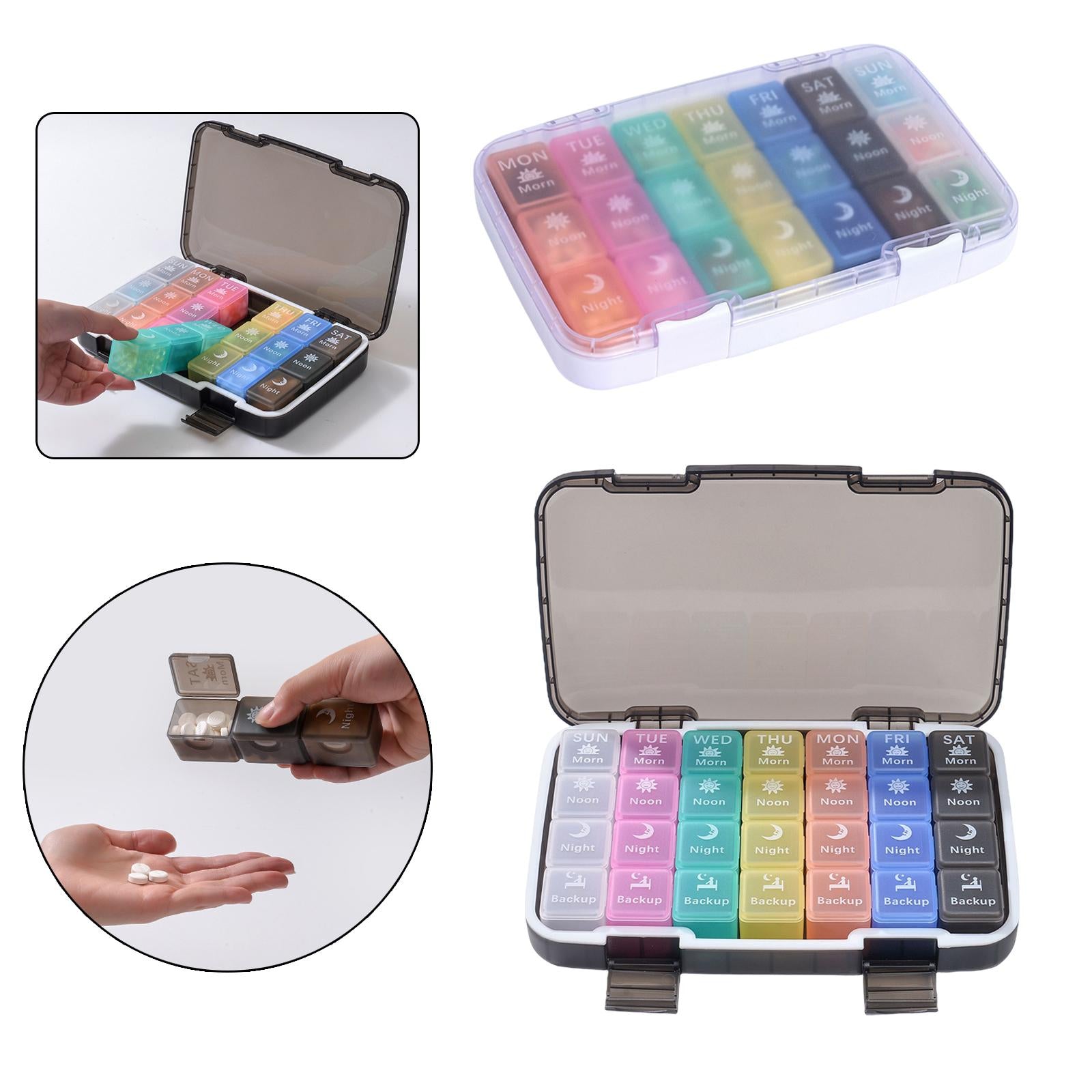 ABS Weekly Pill Organizer Pocket Size Disassemble for Capsule Elder 21 Grids