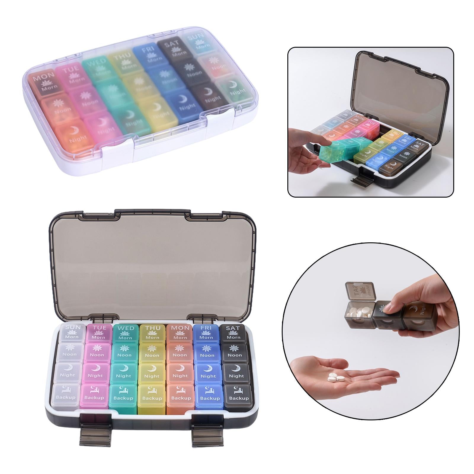 ABS Weekly Pill Organizer Pocket Size Disassemble for Capsule Elder 21 Grids