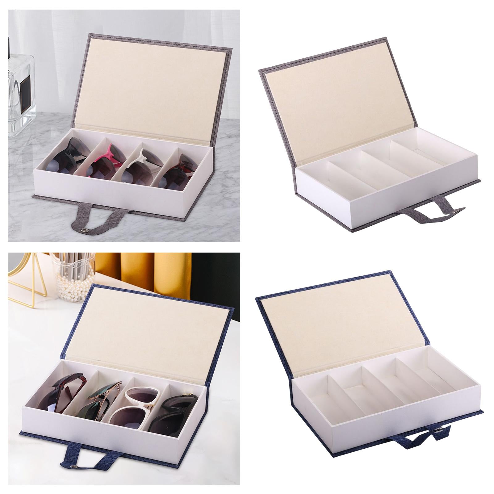 4 Grid Glasses Case Eyewear Sunglasses Display Storage Box Organizer Gray