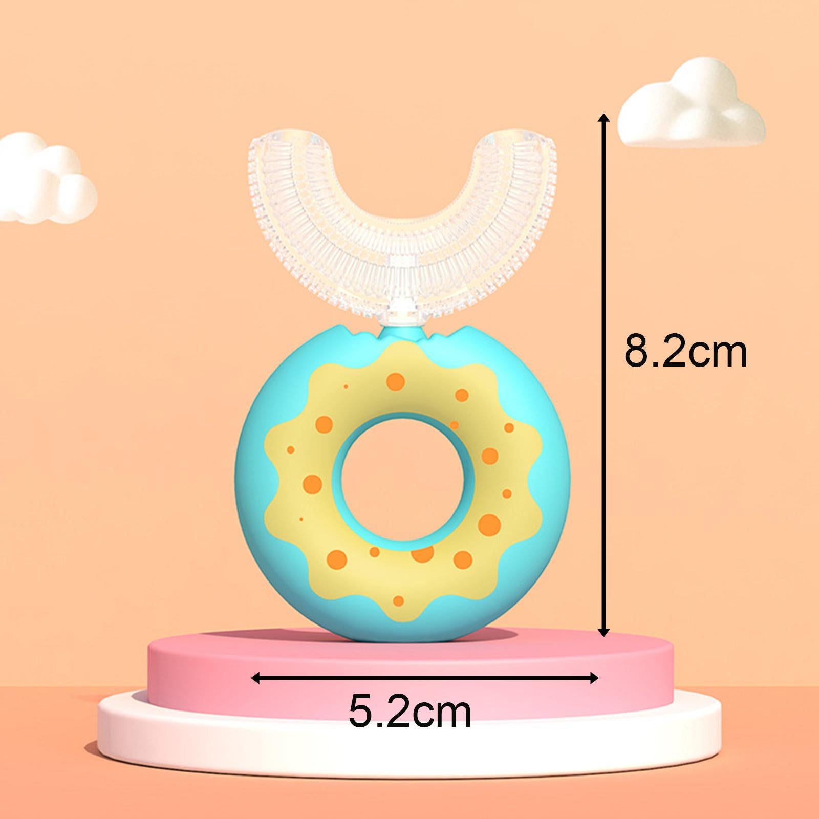 U Shaped Manual Kids Toothbrush Oral Cleaning for Kids Baby Blue 2-6 Years