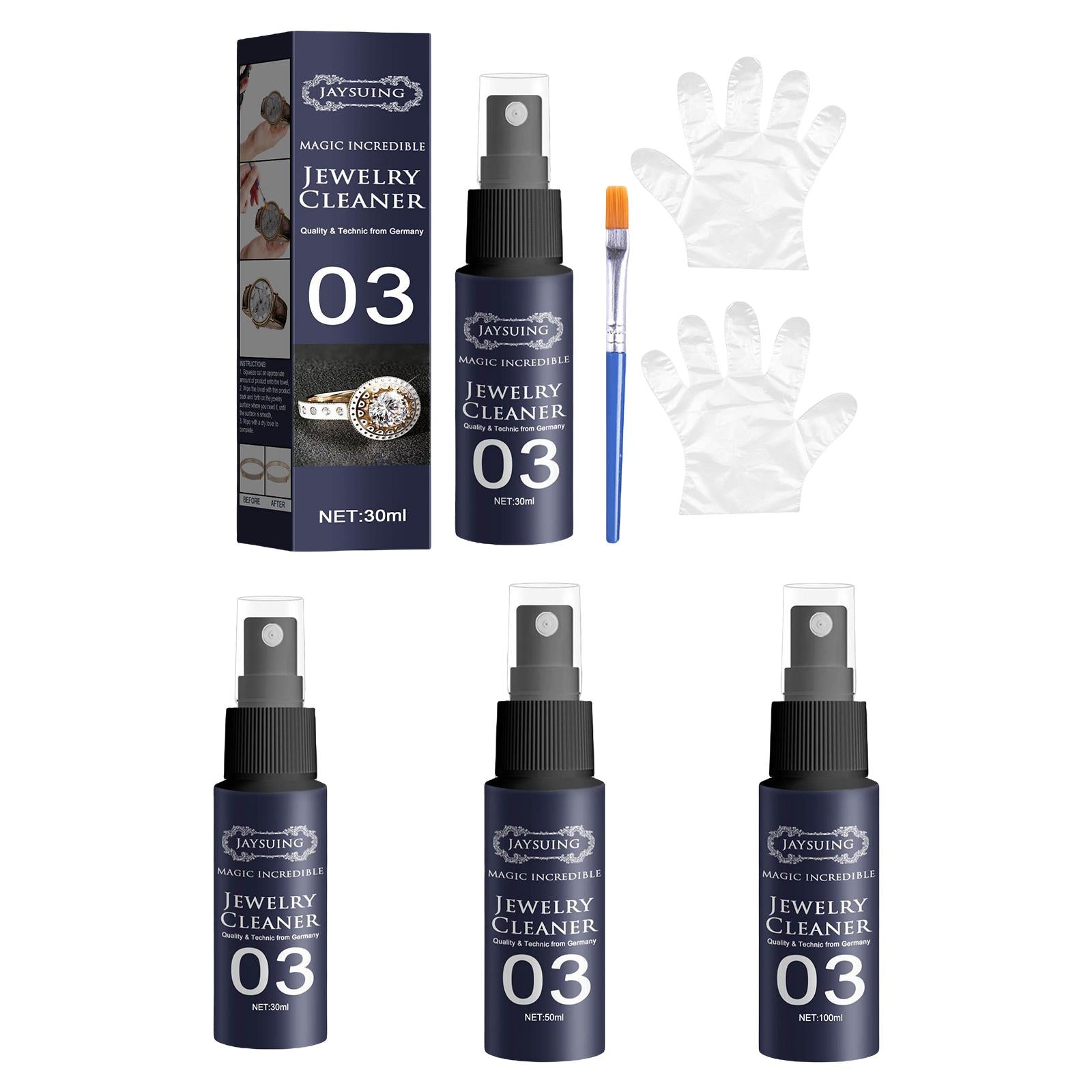 Jewelry Cleaner Cleaning Spray Stain Free for Necklace Silver Earrings Watch 30ml