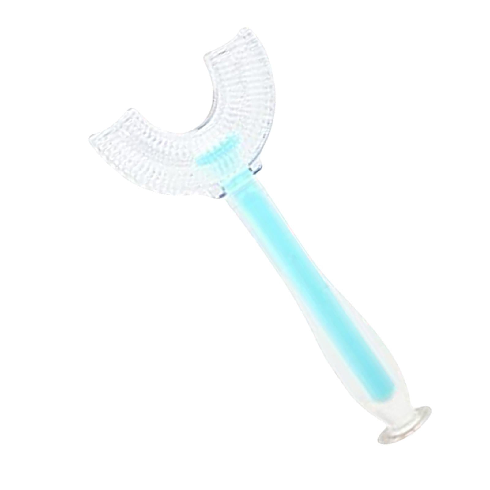 Silicone U-Shaped Kids Toothbrush 360 Degree Gums for Baby Oral Clean Blue