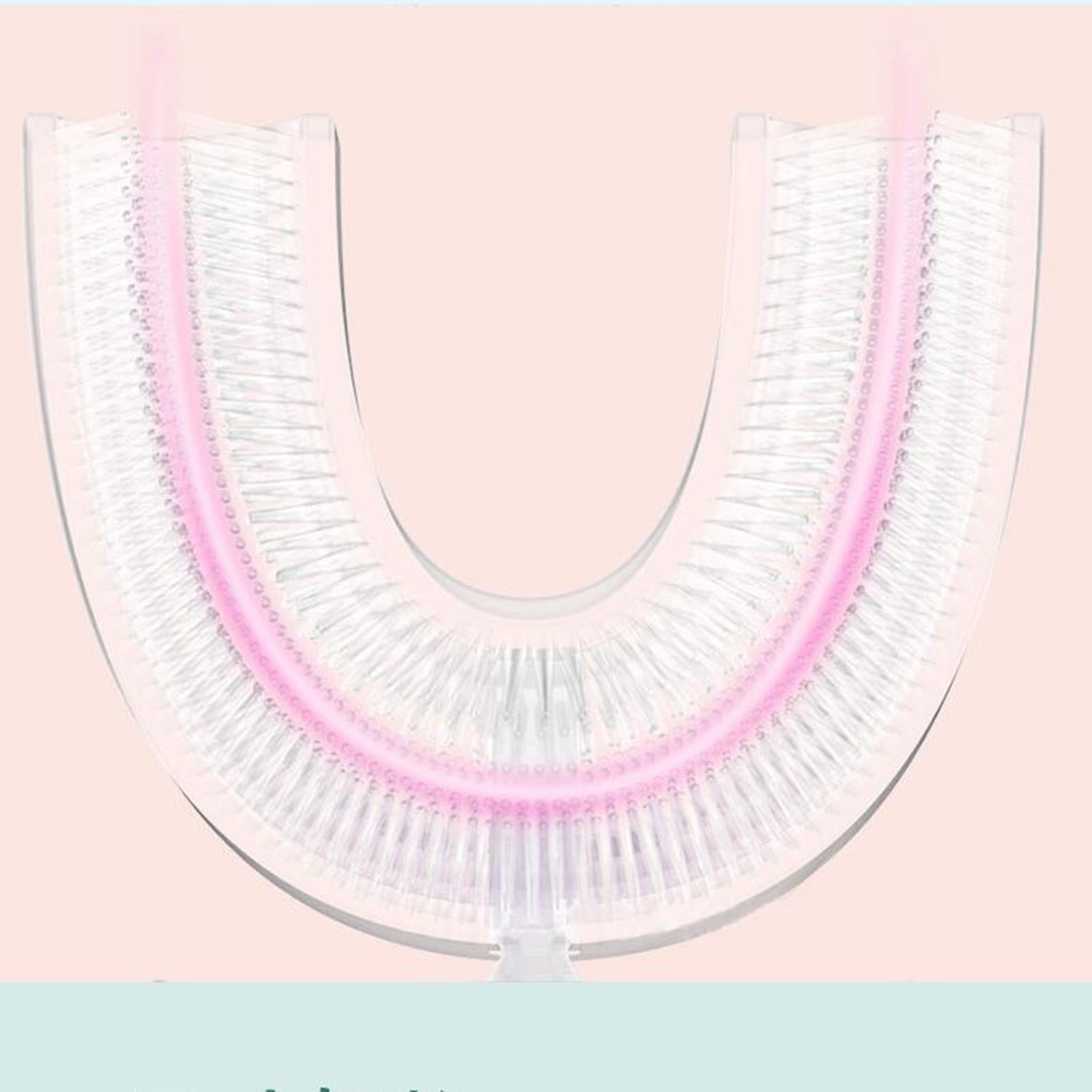 Silicone U-Shaped Kids Toothbrush 360 Degree Gums for Baby Oral Clean Pink