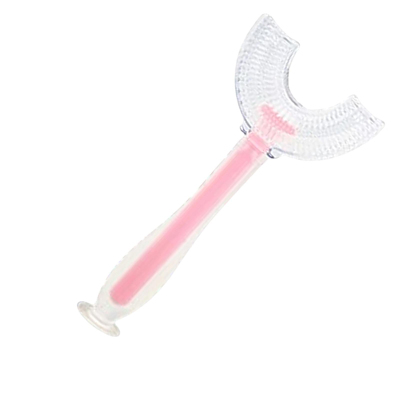 Silicone U-Shaped Kids Toothbrush 360 Degree Gums for Baby Oral Clean Pink