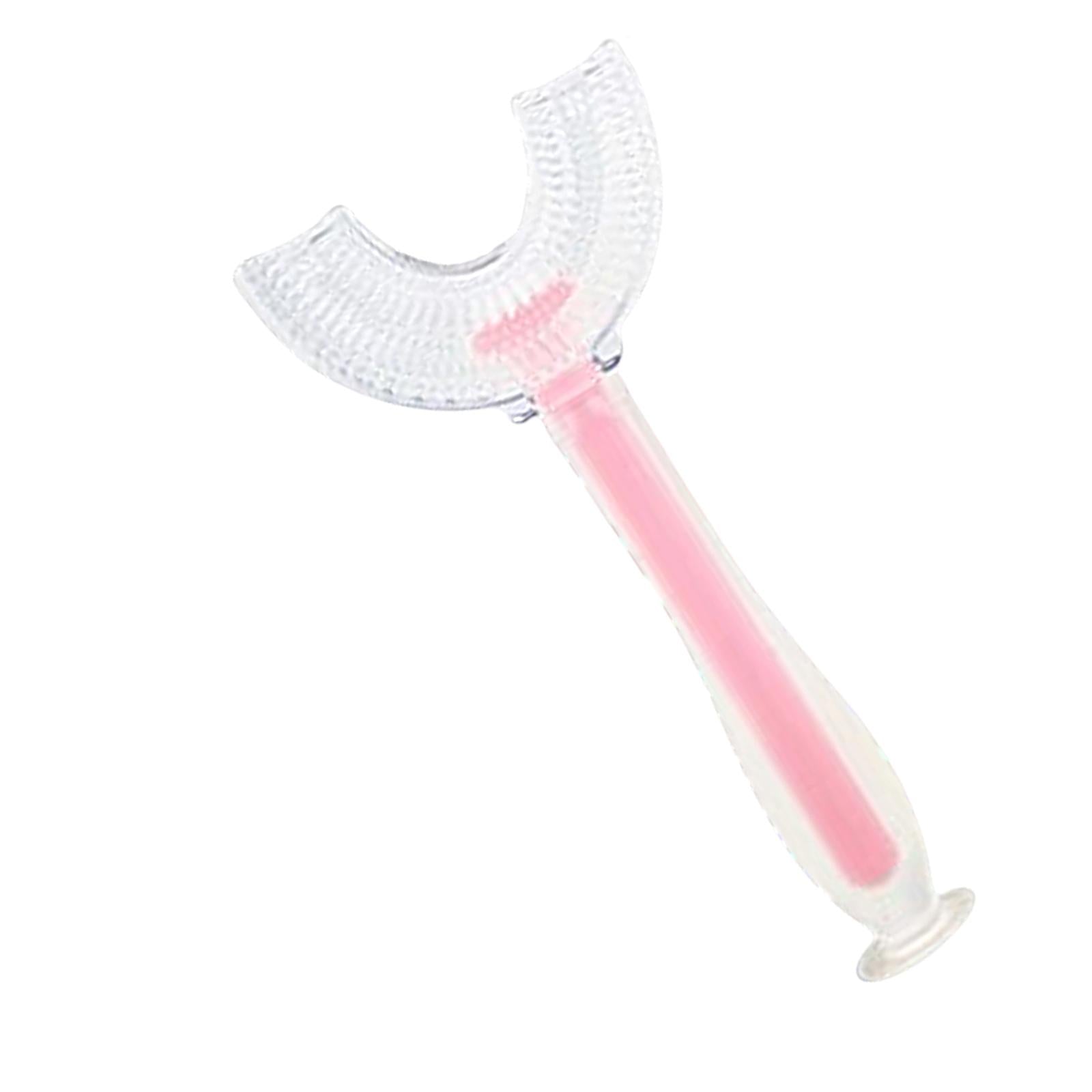 Silicone U-Shaped Kids Toothbrush 360 Degree Gums for Baby Oral Clean Pink