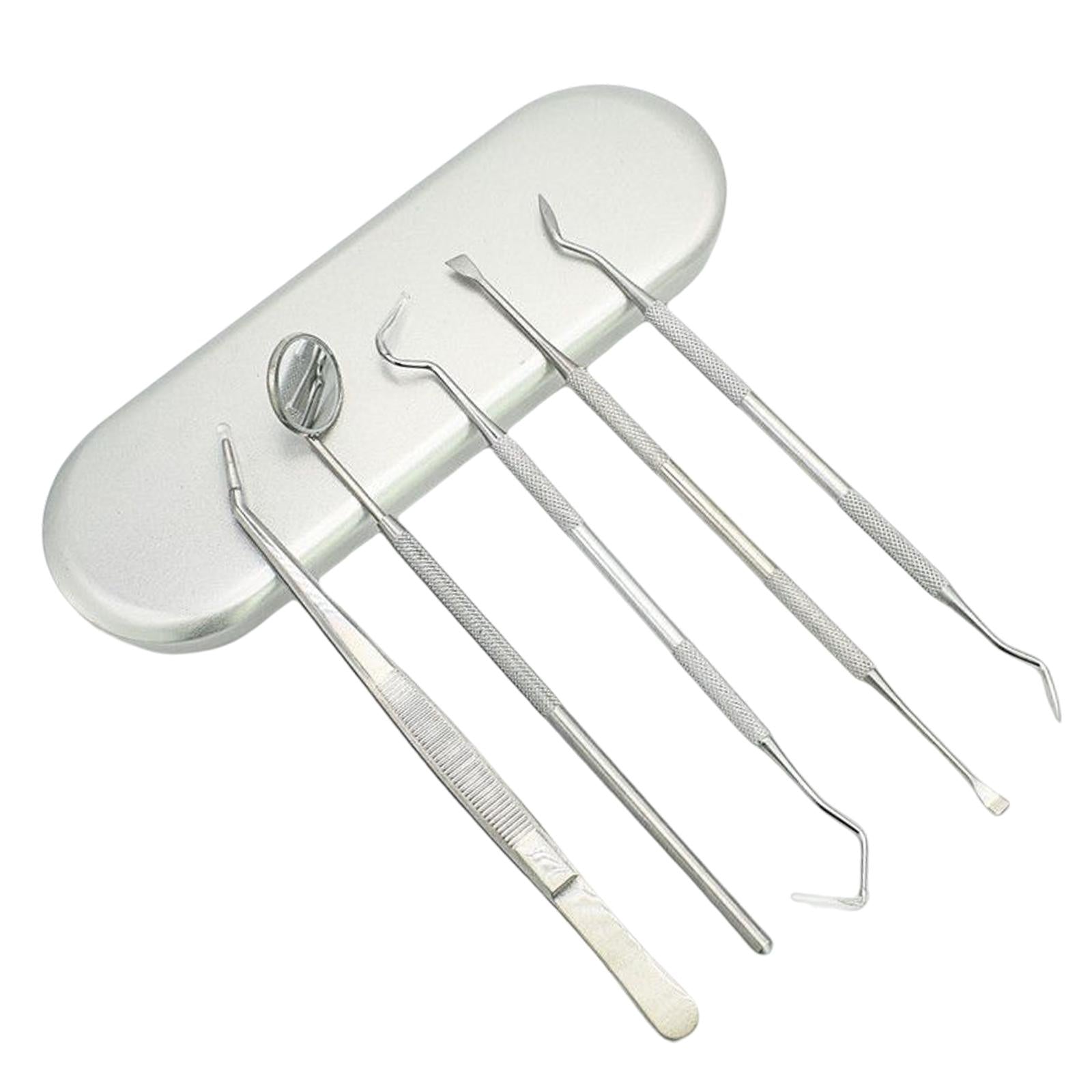 Dental Tools Mouth Mirror Tweezers Plaque Remover Scraper Teeth Care 5 Pcs