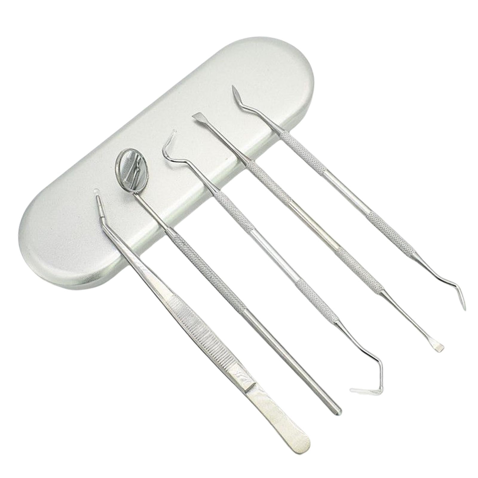 Dental Tools Mouth Mirror Tweezers Plaque Remover Scraper Teeth Care 5 Pcs