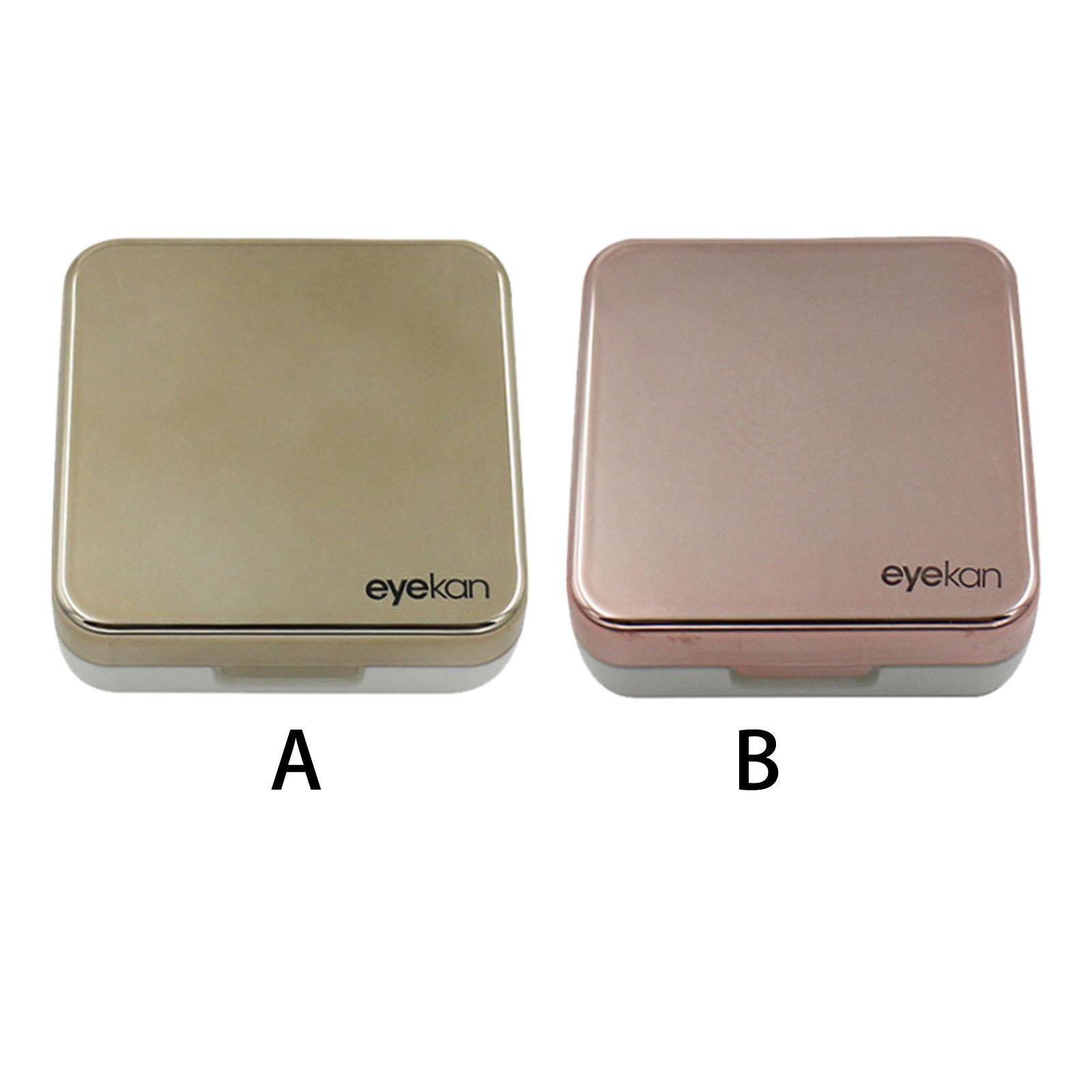 Square Portable Contact Lens Case Mirror Box Daily Use  Golden