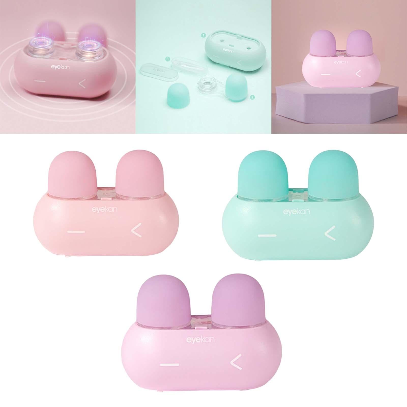 Portable Ultrasonic Contact Lens Cleaner Machine Storage Case 3 Min Pink