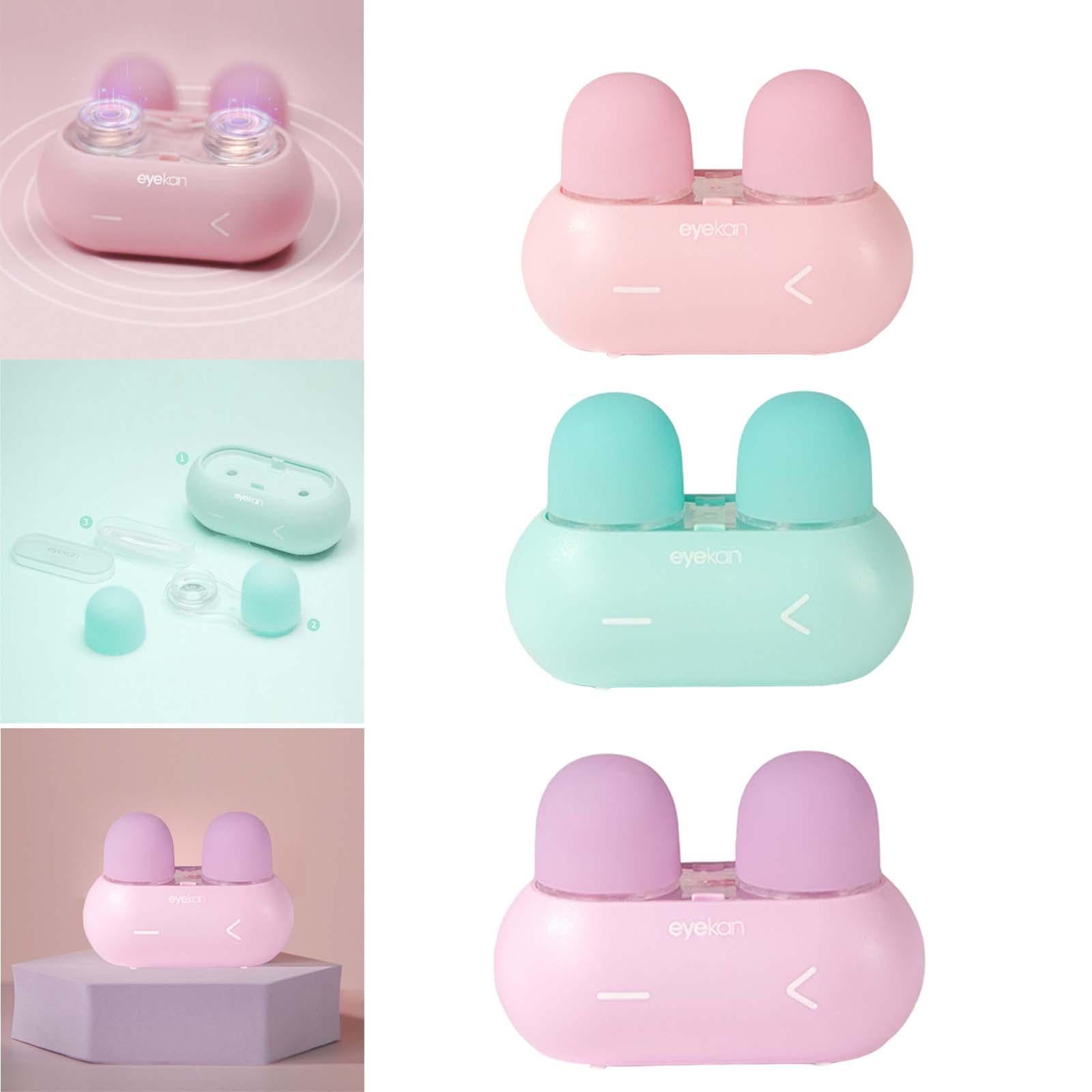 Portable Ultrasonic Contact Lens Cleaner Machine Storage Case 3 Min Pink