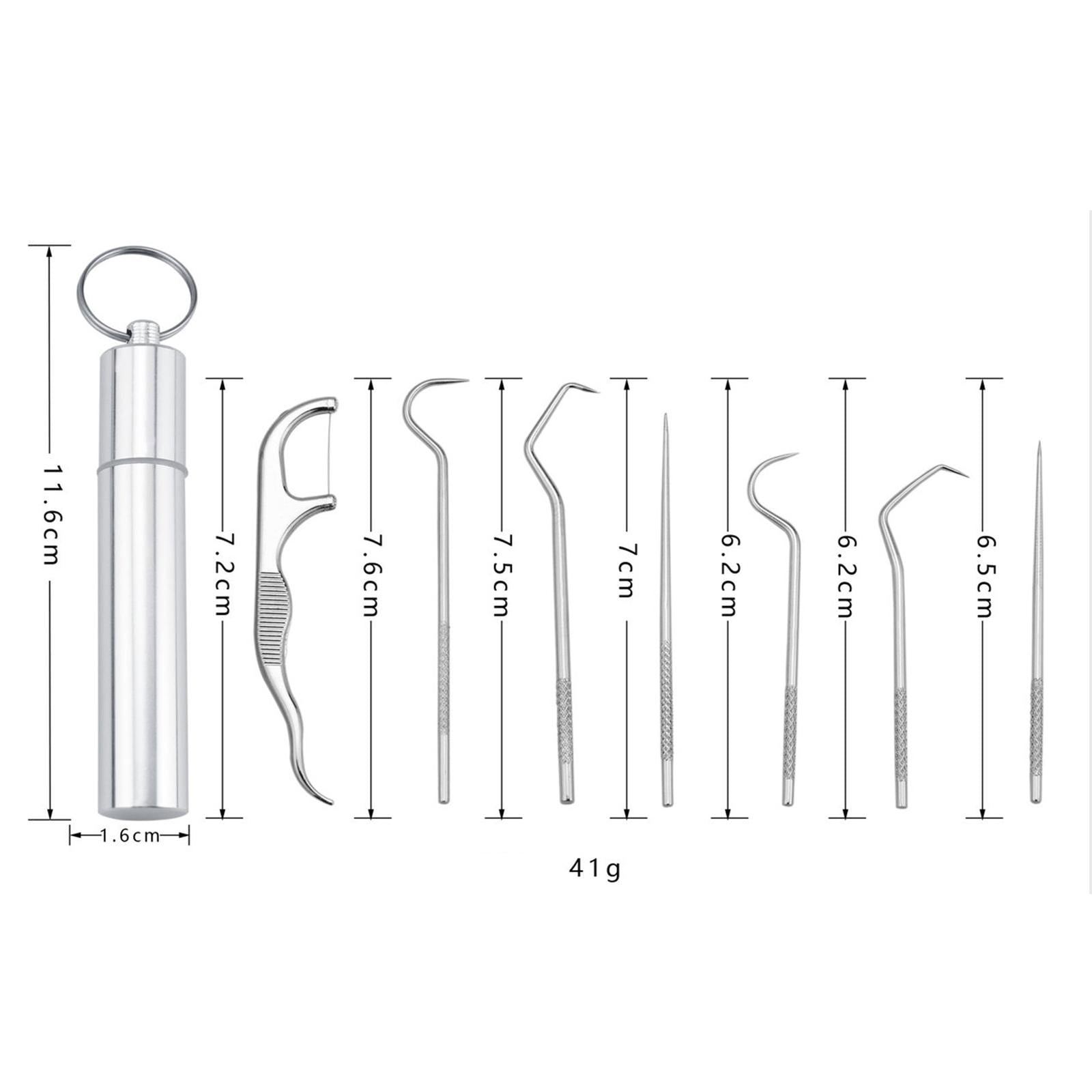Portable Stainless Steel Toothpick Kit Traveling with Holder 7Pcs Kit