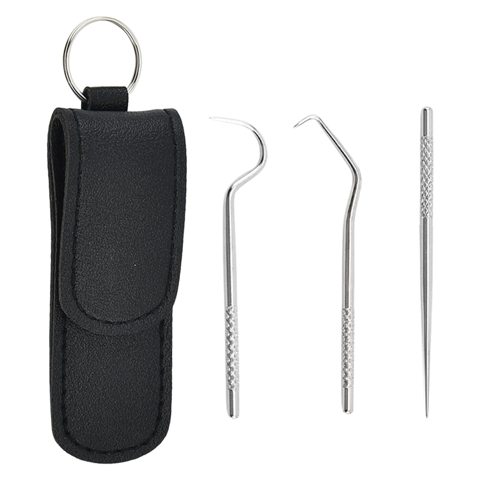 Toothpicks Pocket Set Reusable with Holder Metal Toothpicks  Set of 4