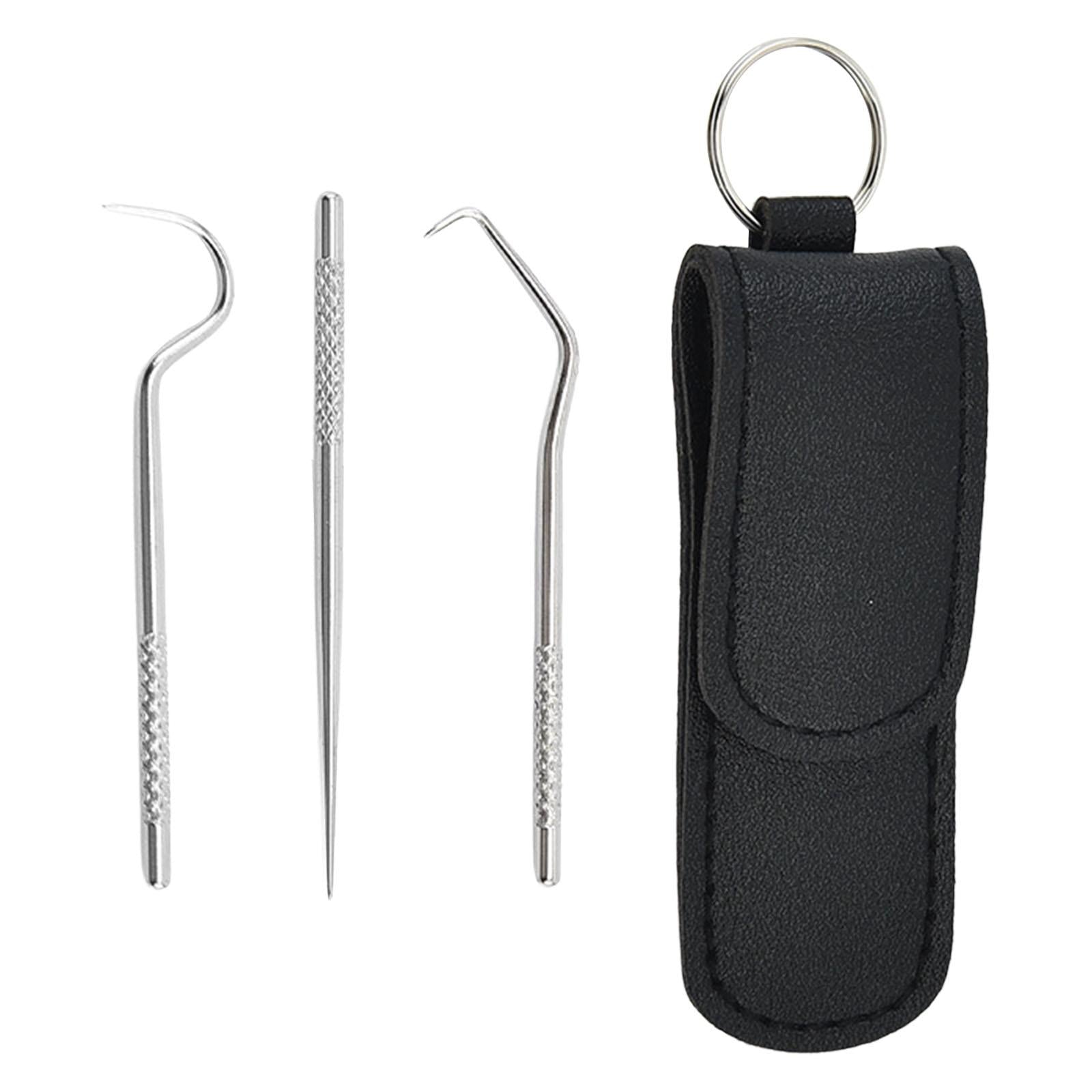 Toothpicks Pocket Set Reusable with Holder Metal Toothpicks  Set of 4