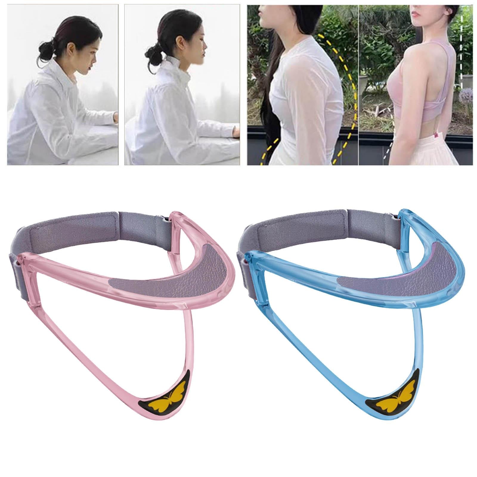 Cervical Collar Traction PU Pad Adjustable Neck Corrector for Men Women Pink
