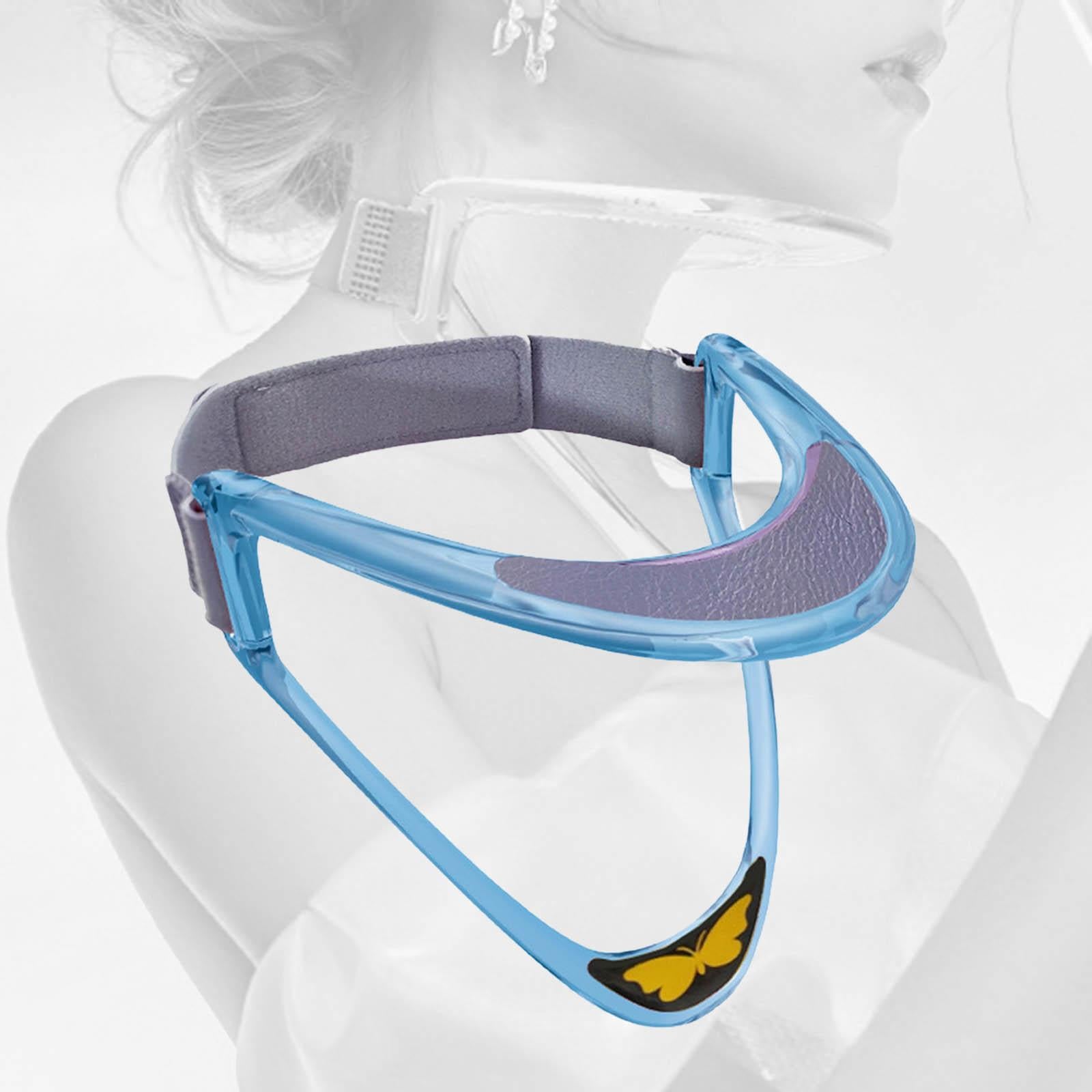 Cervical Collar Traction PU Pad Adjustable Neck Corrector for Men Women Blue