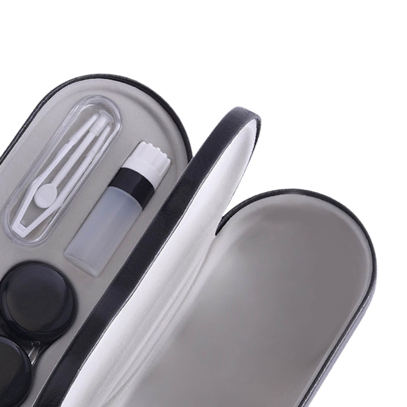 Dual Eyeglass Case Contact Lens Box Glasses Container Hard Case Black