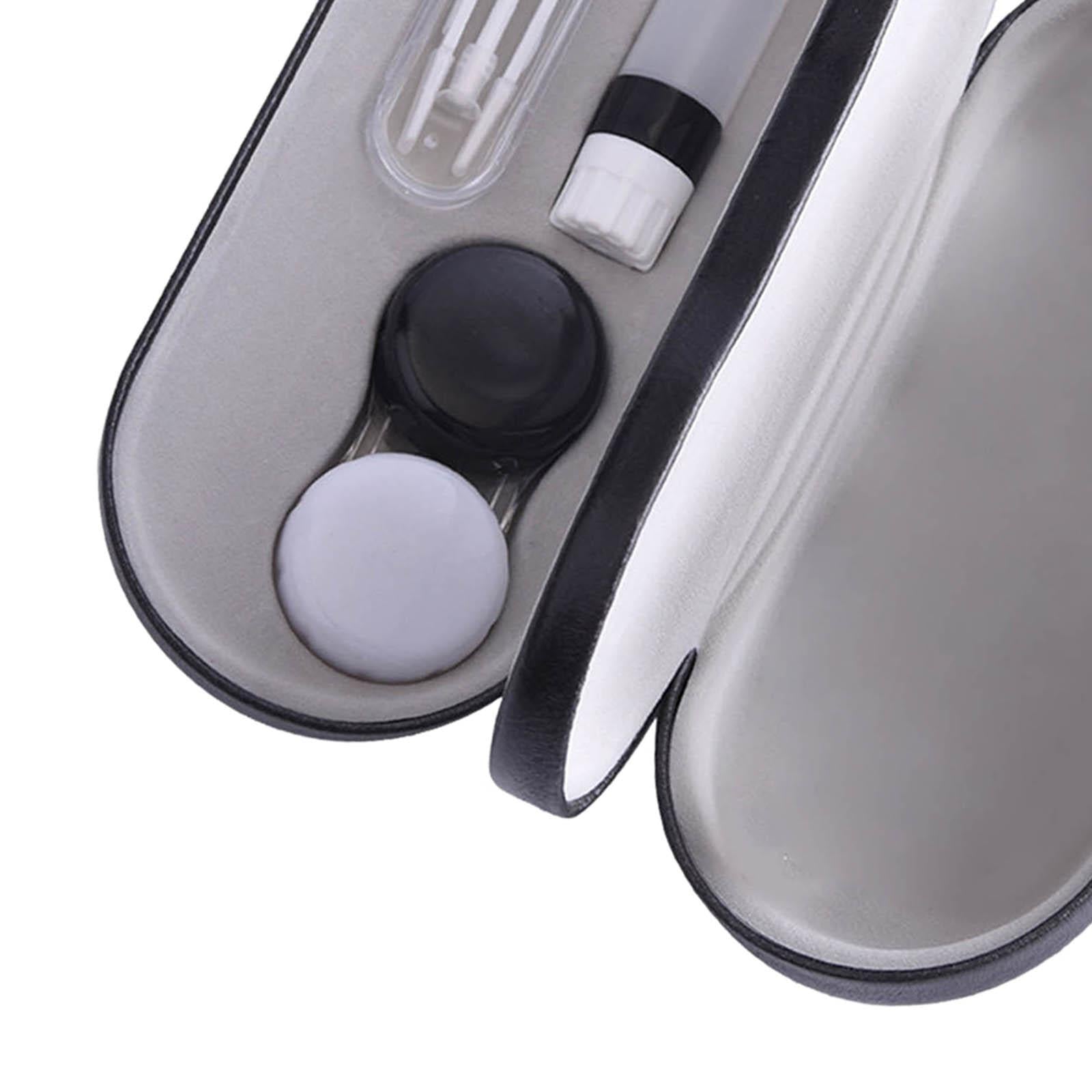 Dual Eyeglass Case Contact Lens Box Glasses Container Hard Case Black White