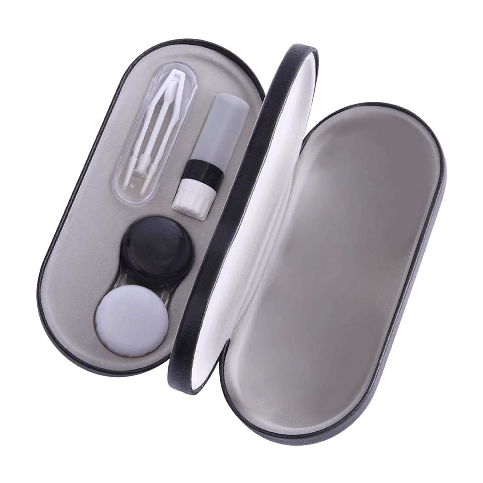 Dual Eyeglass Case Contact Lens Box Glasses Container Hard Case Black White