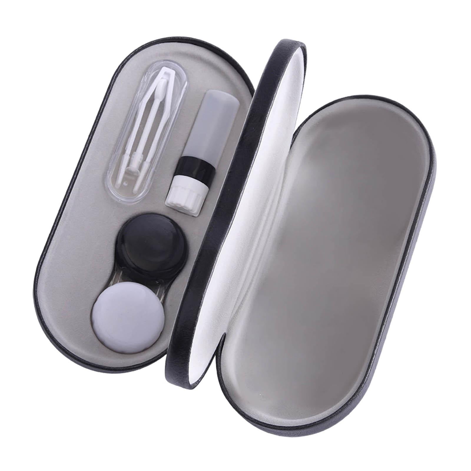 Dual Eyeglass Case Contact Lens Box Glasses Container Hard Case Black White