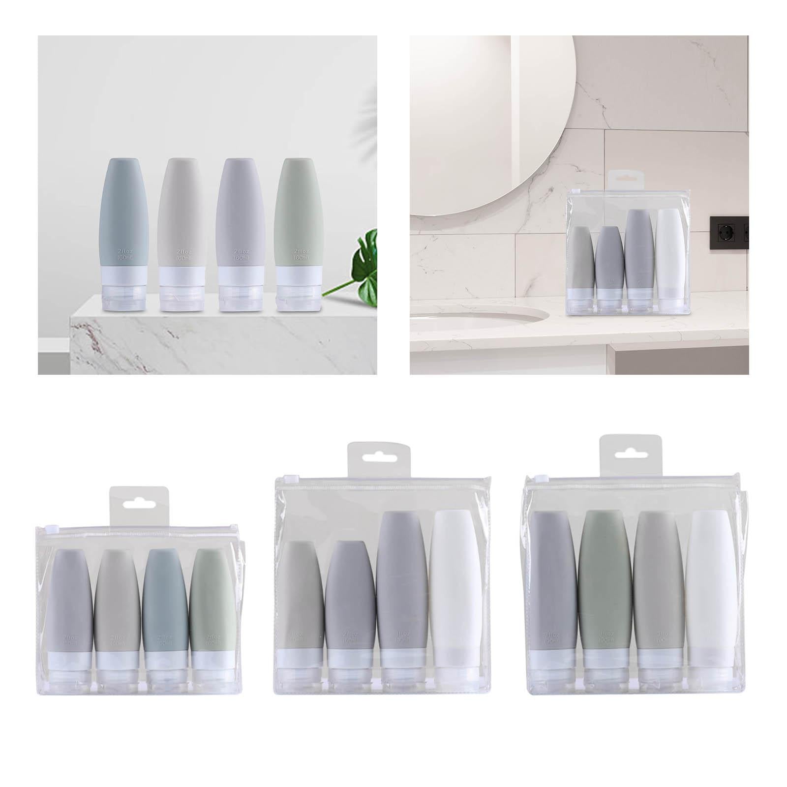 Silicone Travel Bottles Refillable for Conditioner Lotion Soap Men Women 4x 90ml