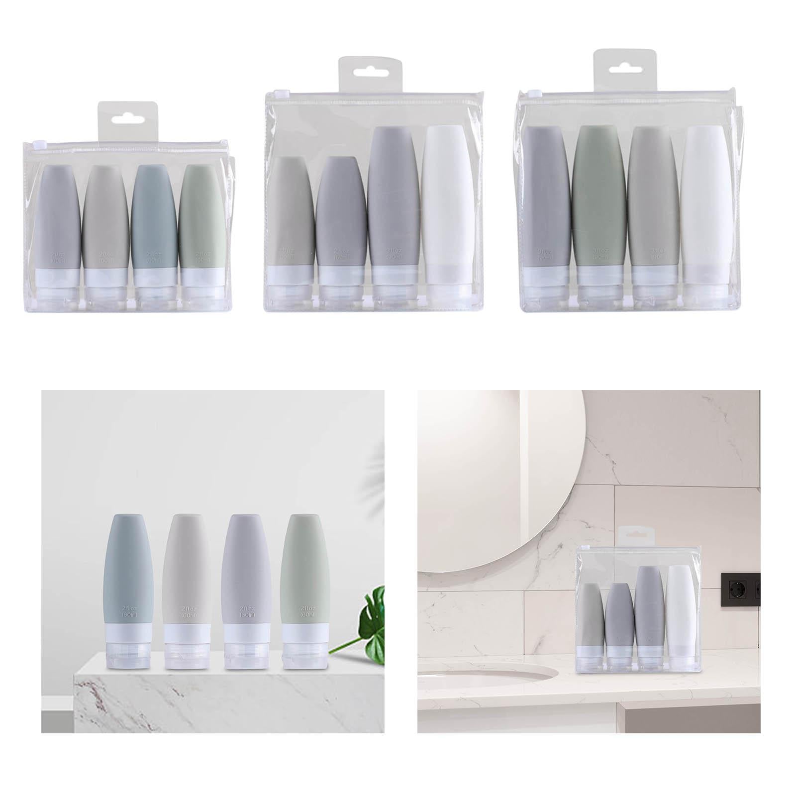 Silicone Travel Bottles Refillable for Conditioner Lotion Soap Men Women 4x 90ml