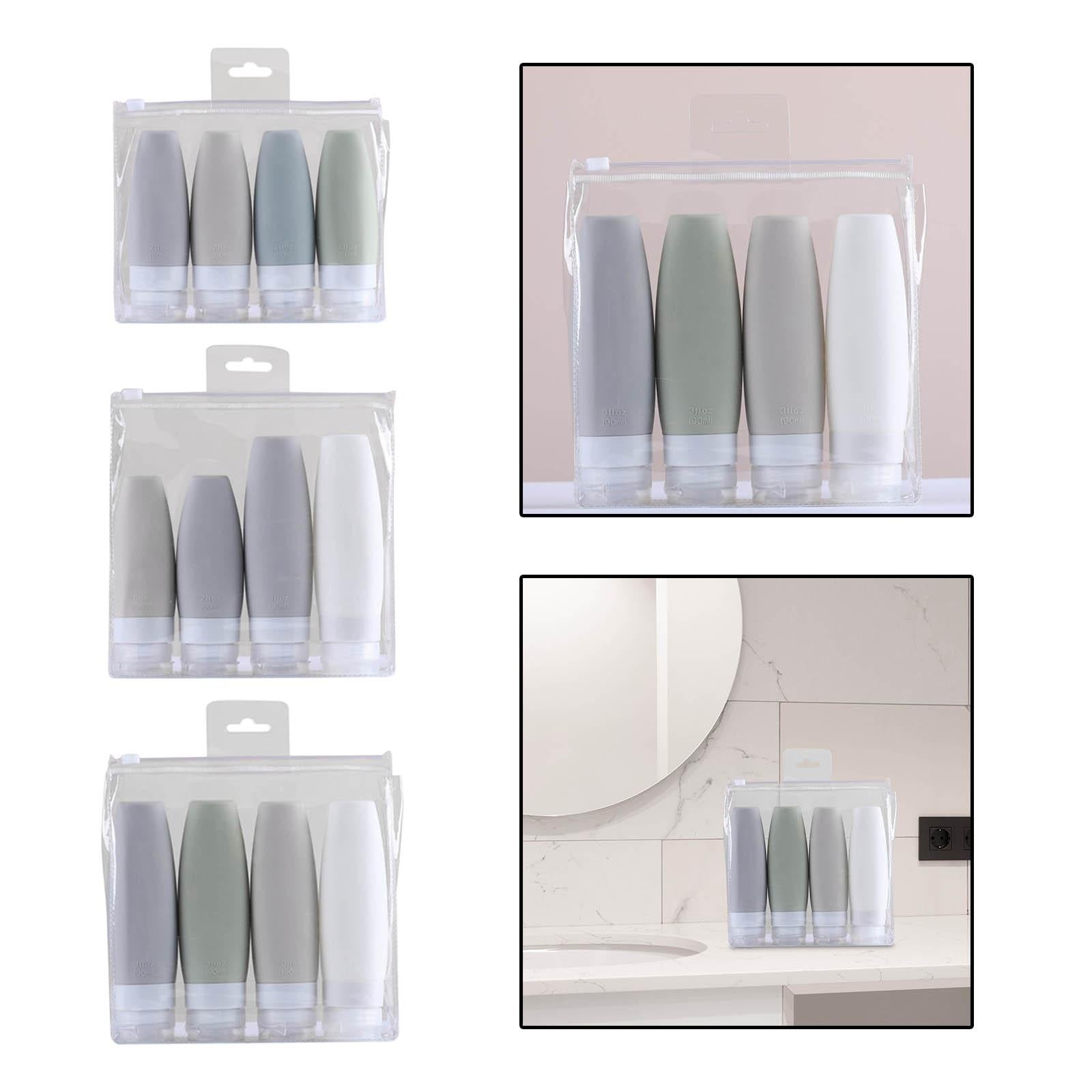 Silicone Travel Bottles Refillable for Conditioner Lotion Soap Men Women 4x 90ml