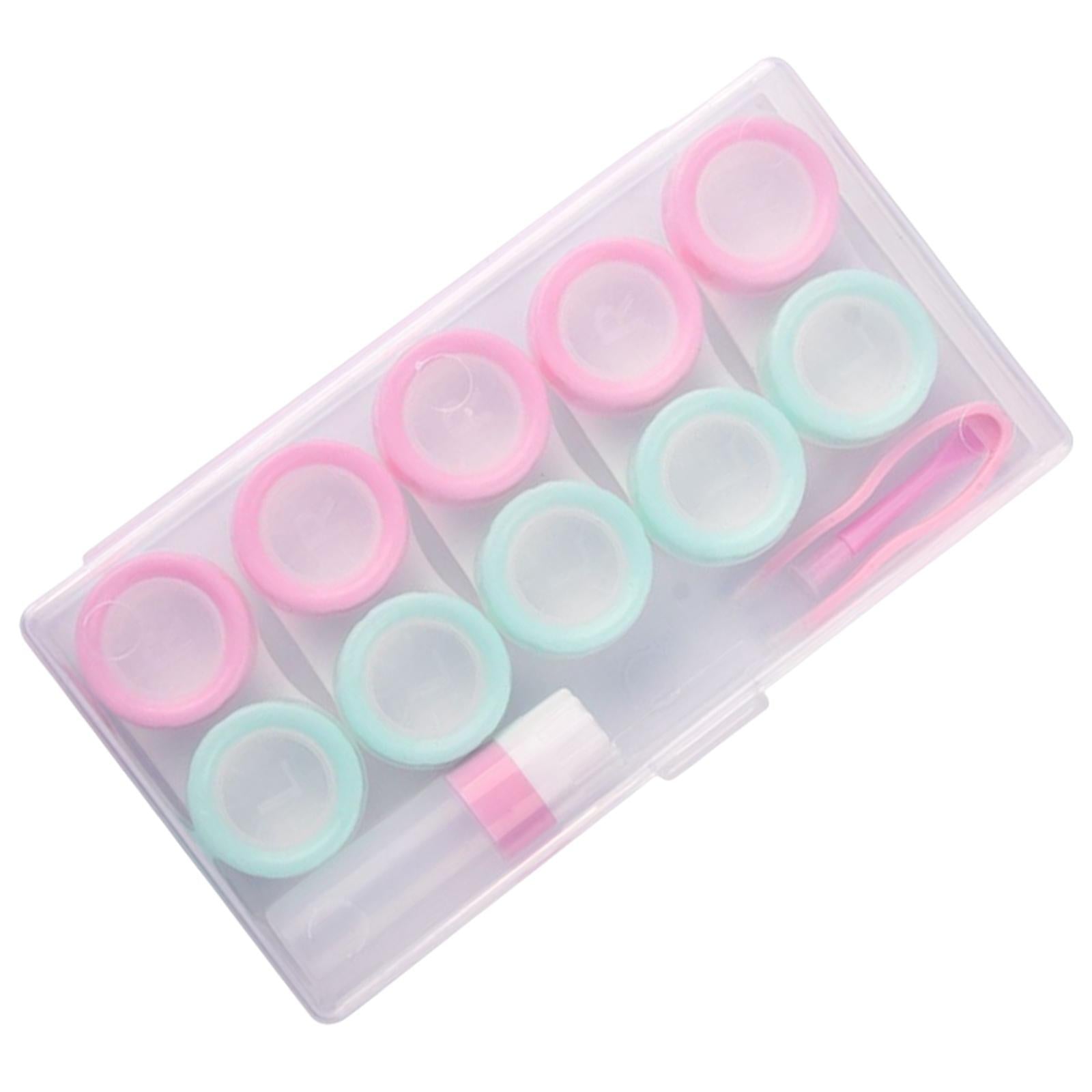 5 Pairs Contact Lens Storage Case Organizer L R Caps for Girls Green Pink