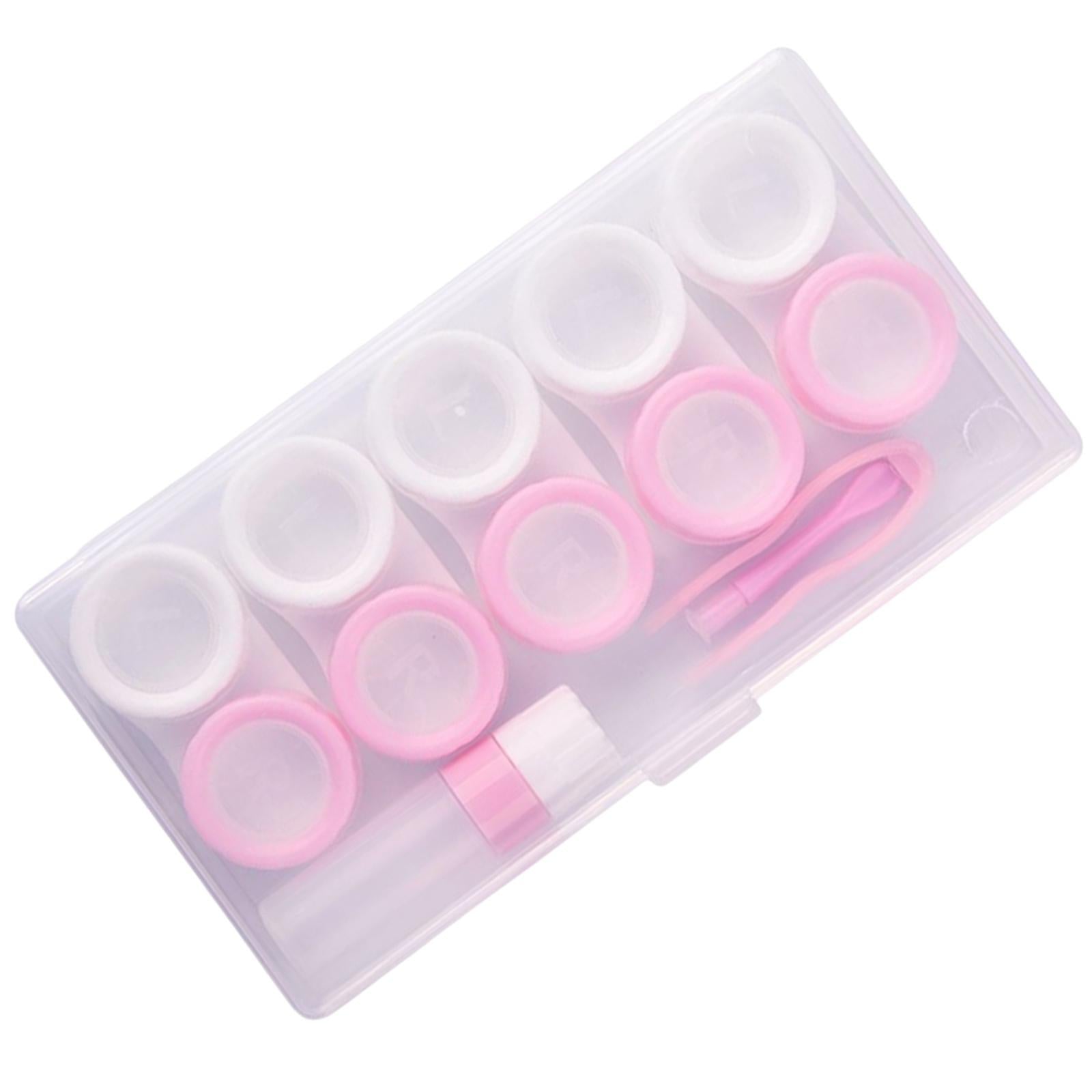 5 Pairs Contact Lens Storage Case Organizer L R Caps for Girls Pink White