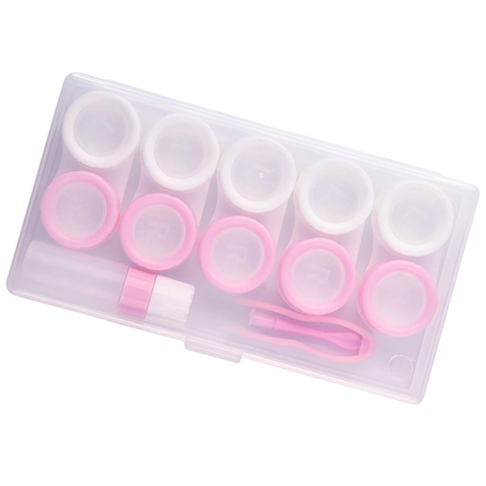 5 Pairs Contact Lens Storage Case Organizer L R Caps for Girls Pink White
