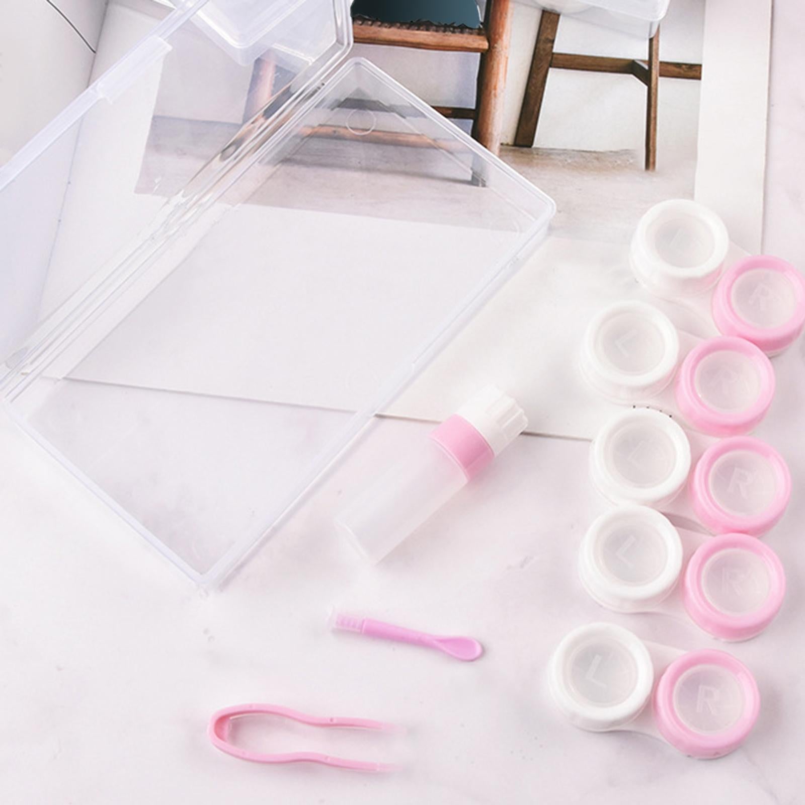 5 Pairs Contact Lens Storage Case Organizer L R Caps for Girls Pink White