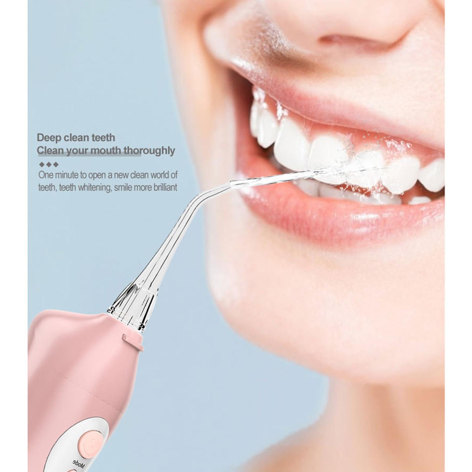 Water Oral Flosser Irrigator Whitening USB Charging Orthodontic for Travel Pink