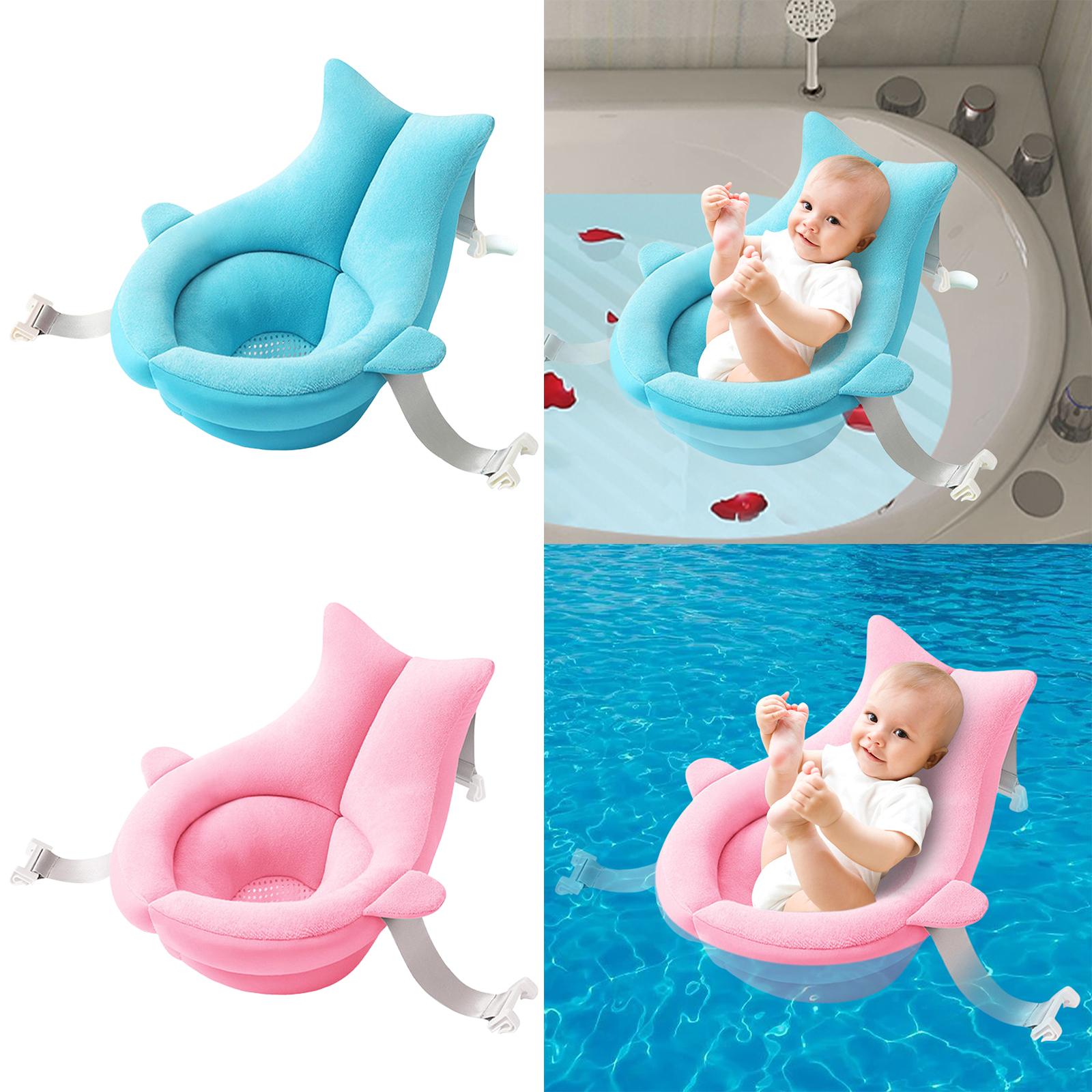 Baby Bath Tub Seat Whale Shape Anti Slip Adjustable Comfortable Infant Blue