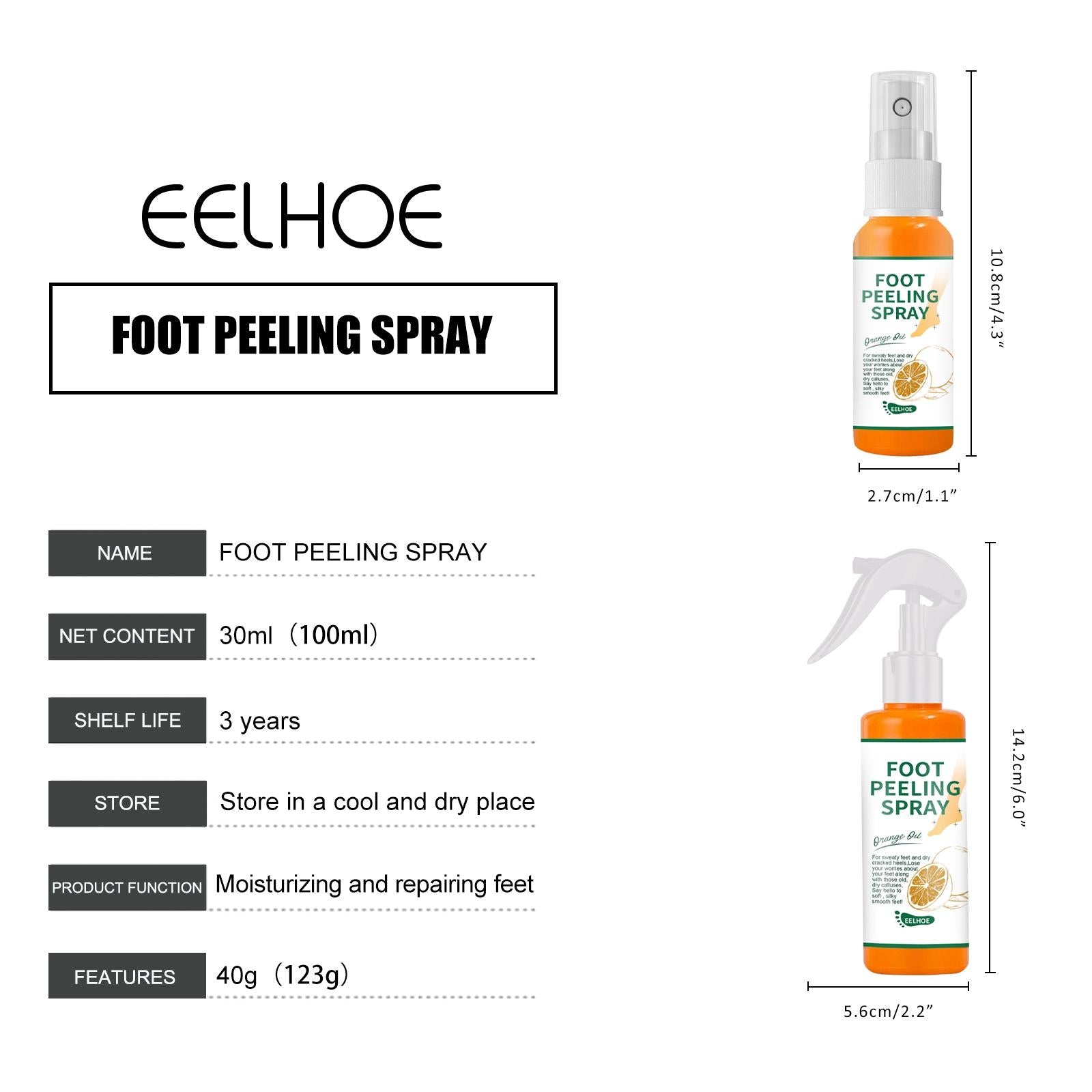 Foot Peeling Spray Hydrating Body Care Moisturzing for Feet Dead Skin  100ml