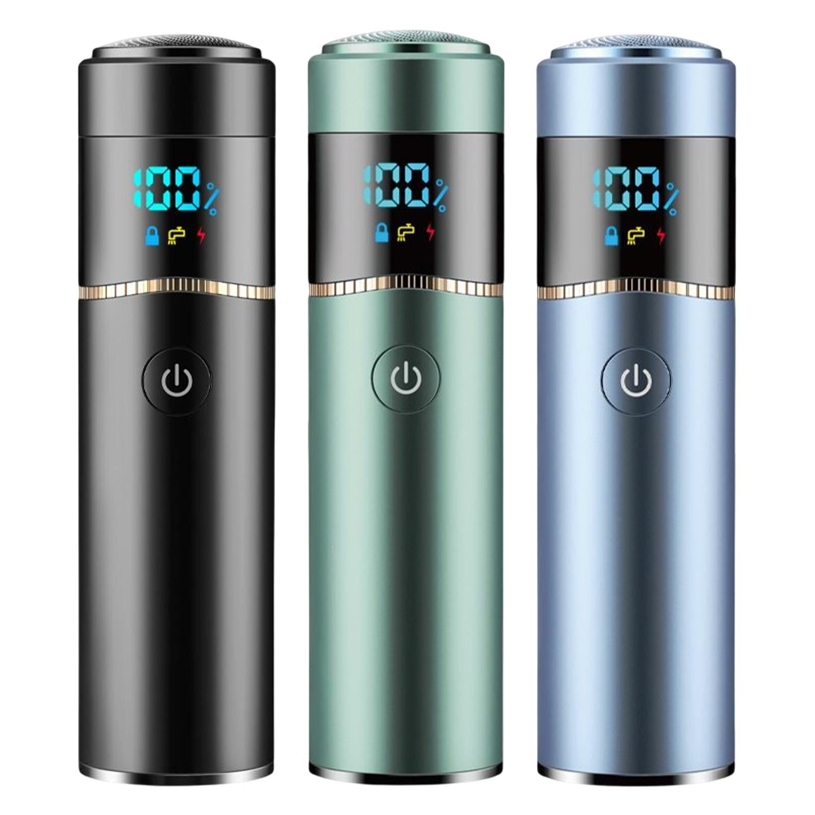 Mini Electric Shaver Waterproof for Men USB Charging LED Display Black